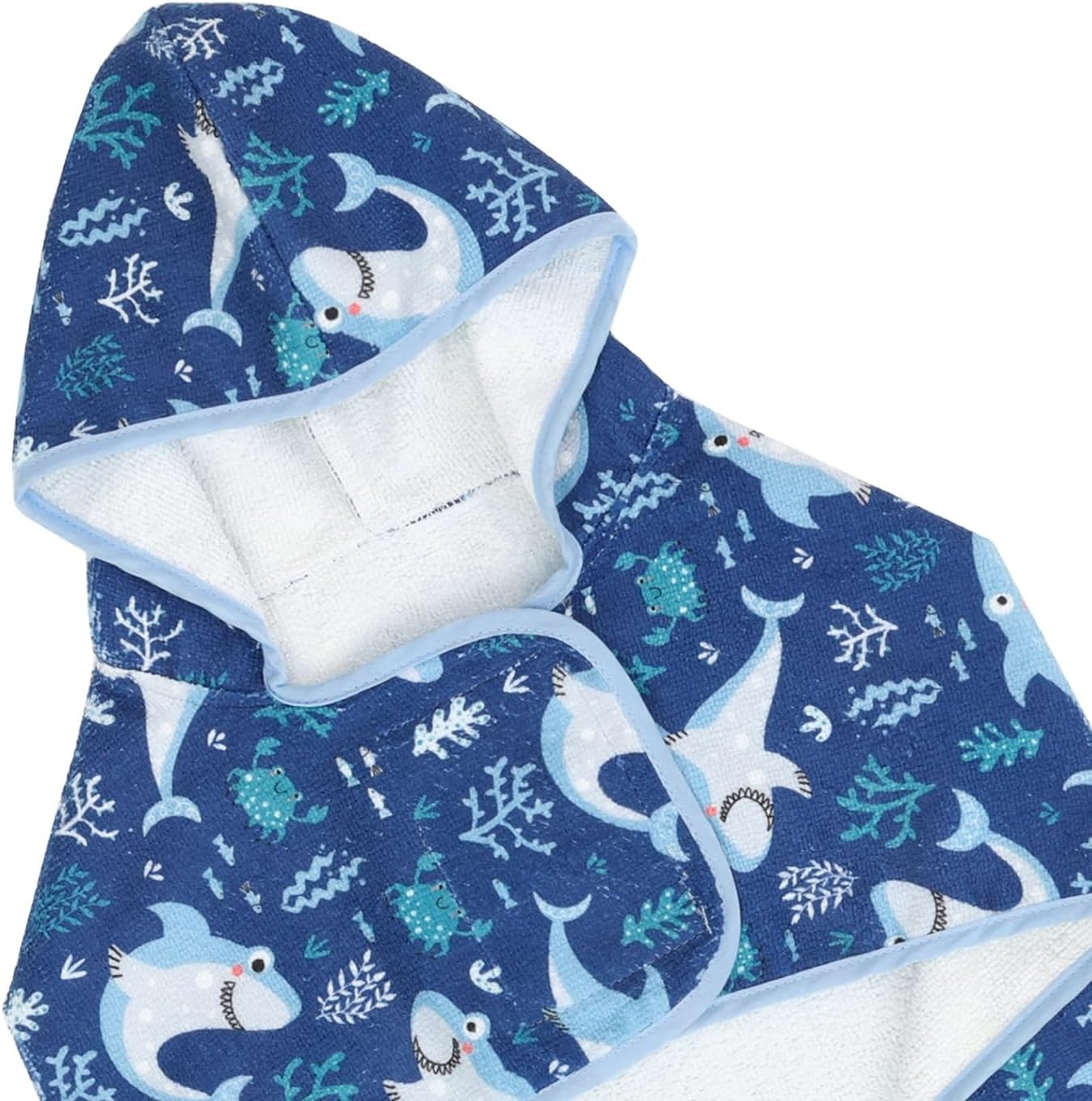 image:imageHDE Dog Bathrobe Super Absorbent Quick Drying Puppy Towel Wrap Coat Adjustable After Bath Robes with Hood for Dog Sizes SXXL Blue Rubber Ducks SSharks