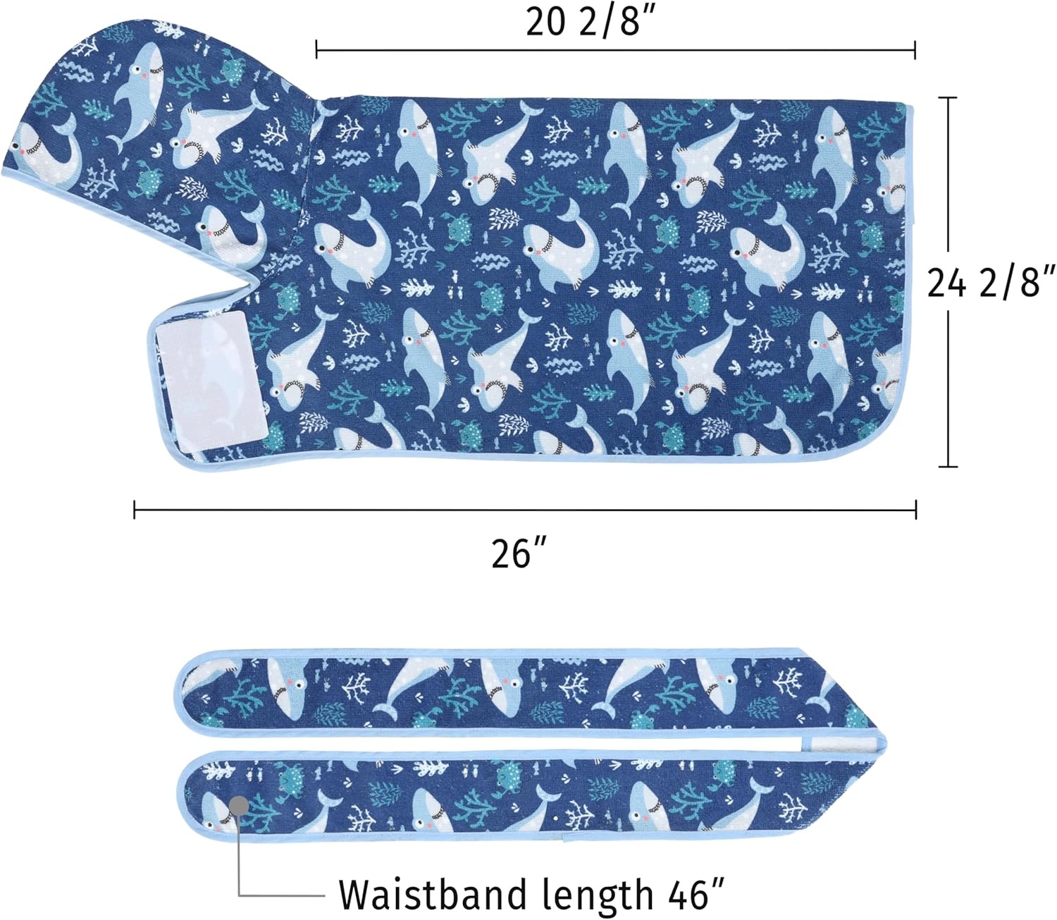 image:imageHDE Dog Bathrobe Super Absorbent Quick Drying Puppy Towel Wrap Coat Adjustable After Bath Robes with Hood for Dog Sizes SXXL Blue Rubber Ducks SSharks
