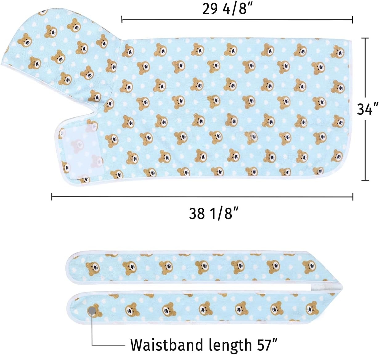 image:imageHDE Dog Bathrobe Super Absorbent Quick Drying Puppy Towel Wrap Coat Adjustable After Bath Robes with Hood for Dog Sizes SXXL Blue Rubber Ducks STeddy Bears