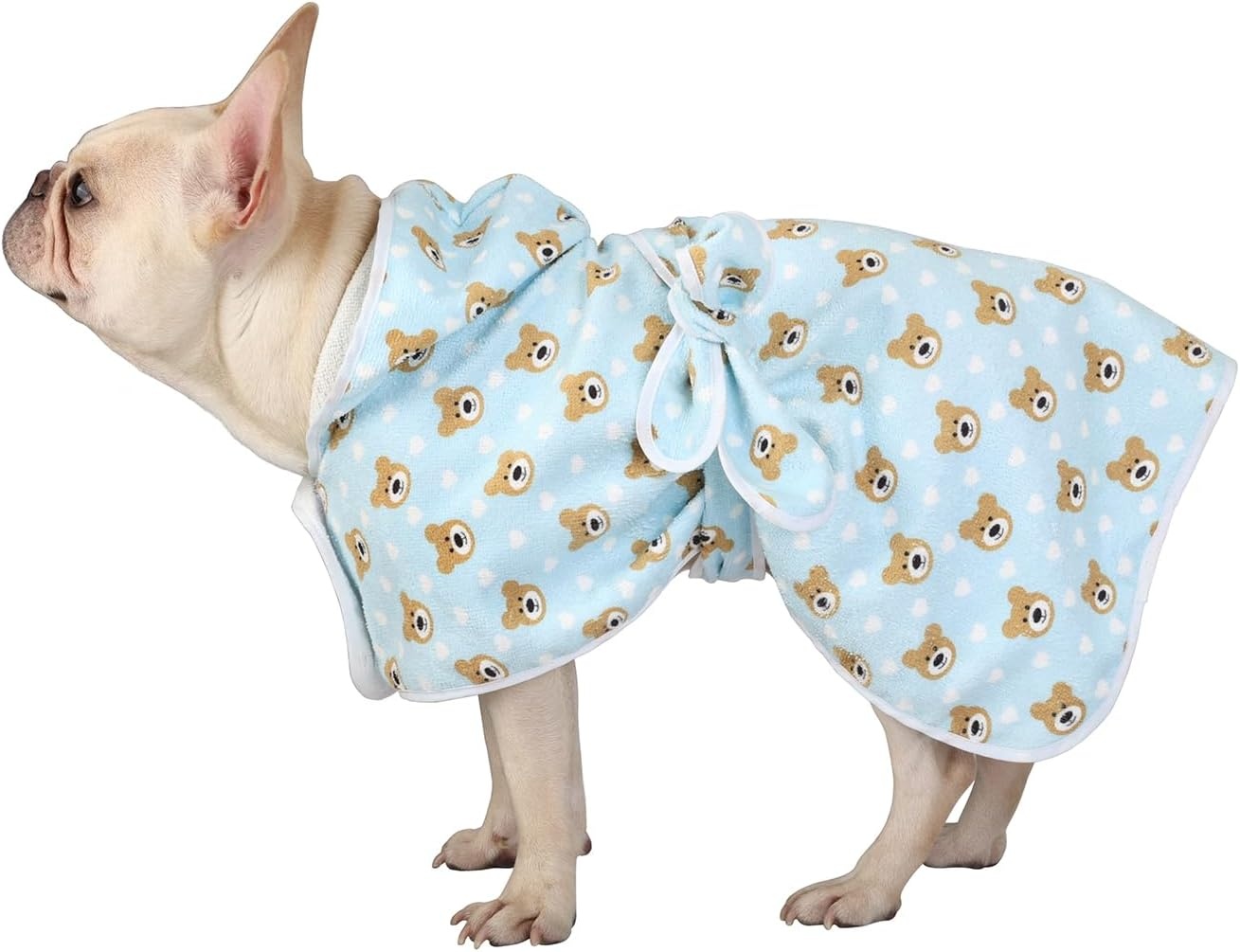 image:imageHDE Dog Bathrobe Super Absorbent Quick Drying Puppy Towel Wrap Coat Adjustable After Bath Robes with Hood for Dog Sizes SXXL Blue Rubber Ducks STeddy Bears