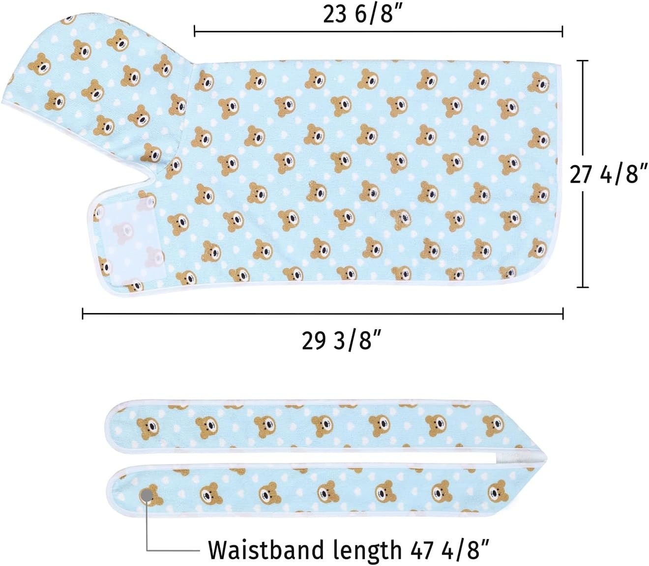 image:imageHDE Dog Bathrobe Super Absorbent Quick Drying Puppy Towel Wrap Coat Adjustable After Bath Robes with Hood for Dog Sizes SXXL Blue Rubber Ducks STeddy Bears