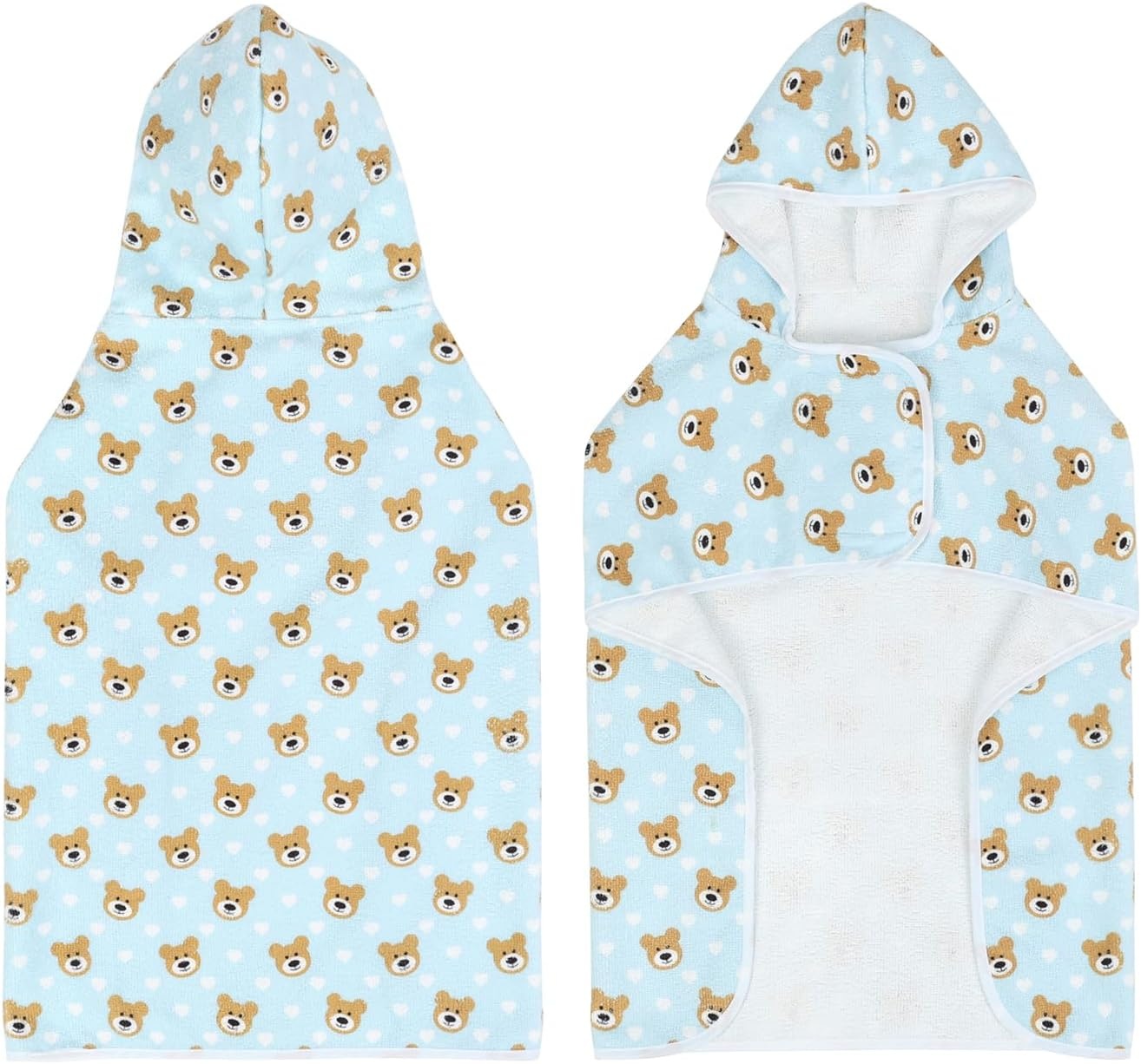 image:imageHDE Dog Bathrobe Super Absorbent Quick Drying Puppy Towel Wrap Coat Adjustable After Bath Robes with Hood for Dog Sizes SXXL Blue Rubber Ducks STeddy Bears