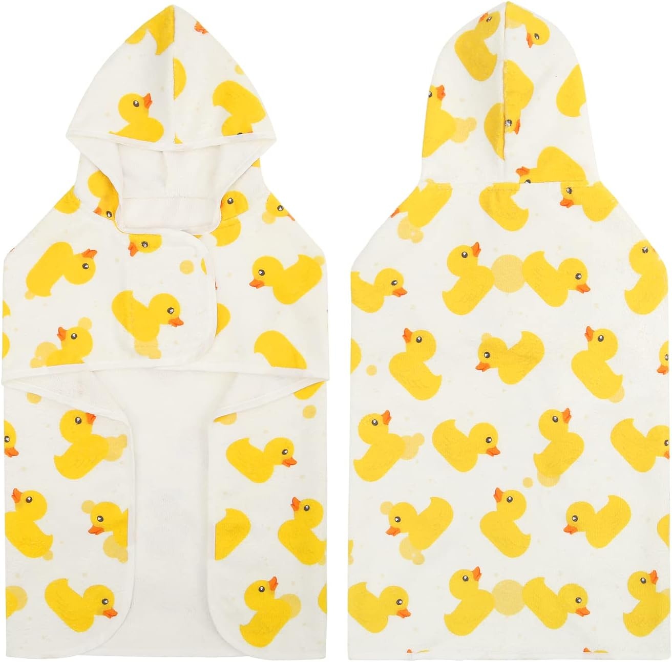 image:imageHDE Dog Bathrobe Super Absorbent Quick Drying Puppy Towel Wrap Coat Adjustable After Bath Robes with Hood for Dog Sizes SXXL Blue Rubber Ducks SWhite Rubber Ducks