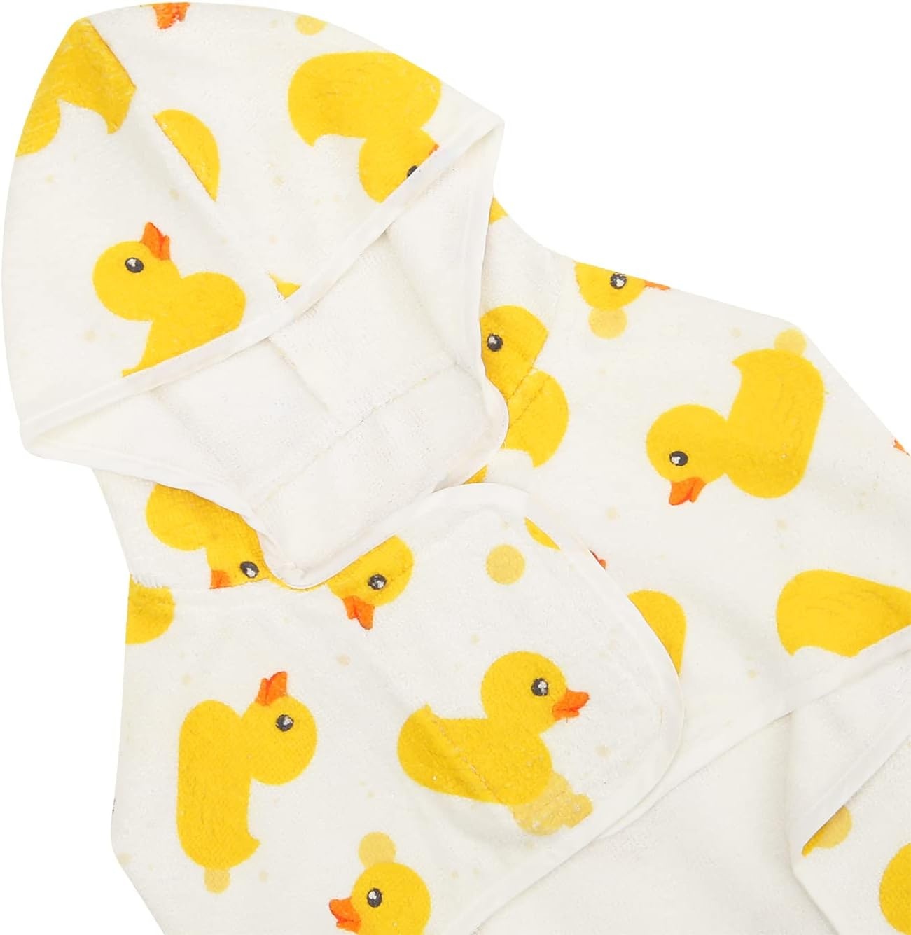 image:imageHDE Dog Bathrobe Super Absorbent Quick Drying Puppy Towel Wrap Coat Adjustable After Bath Robes with Hood for Dog Sizes SXXL Blue Rubber Ducks SWhite Rubber Ducks