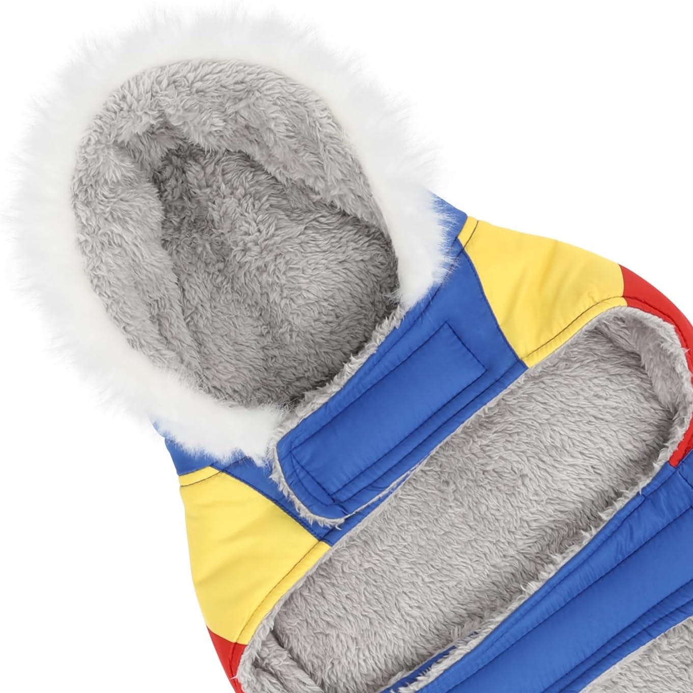 image:imageHDE Dog Puffer Jacket Fleece Lined Warm Dog Parka Winter Coat with Harness Hole 90s Black and Gold Metallic S90s Colorblock