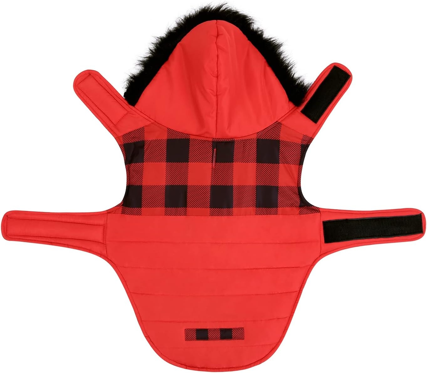 image:imageHDE Dog Puffer Jacket Fleece Lined Warm Dog Parka Winter Coat with Harness Hole 90s Black and Gold Metallic SBuffalo Plaid
