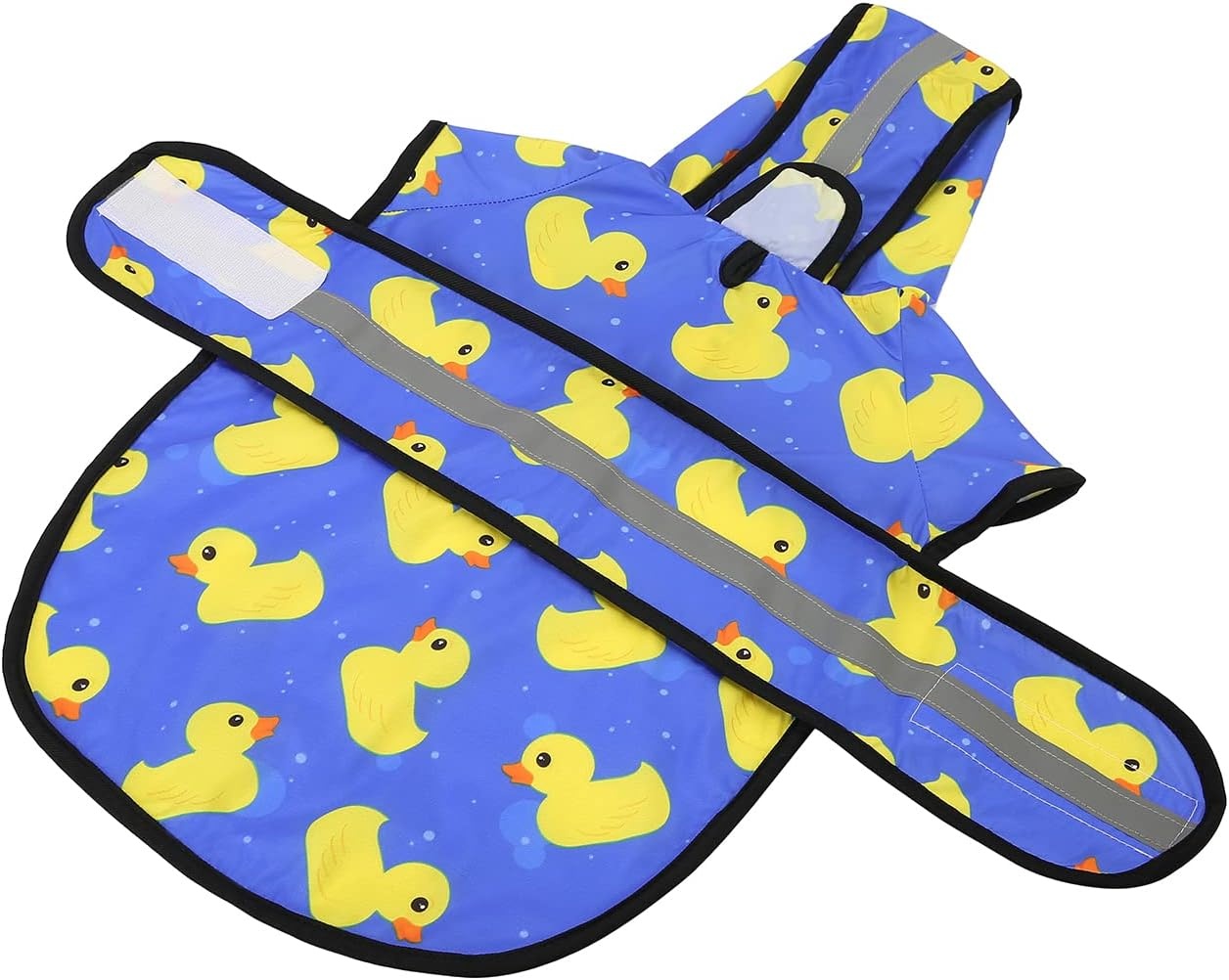 image:imageHDE Dog Raincoat Jacket Reflective Adjustable Hooded Pet Poncho Rain Coat with Leash Hole for Small to XLarge Dogs Rubber Ducks SA Ducks