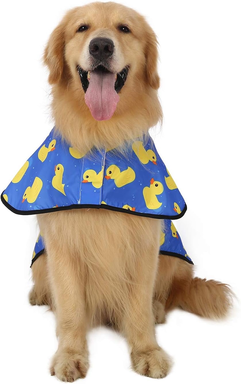 image:imageHDE Dog Raincoat Jacket Reflective Adjustable Hooded Pet Poncho Rain Coat with Leash Hole for Small to XLarge Dogs Rubber Ducks SA Ducks