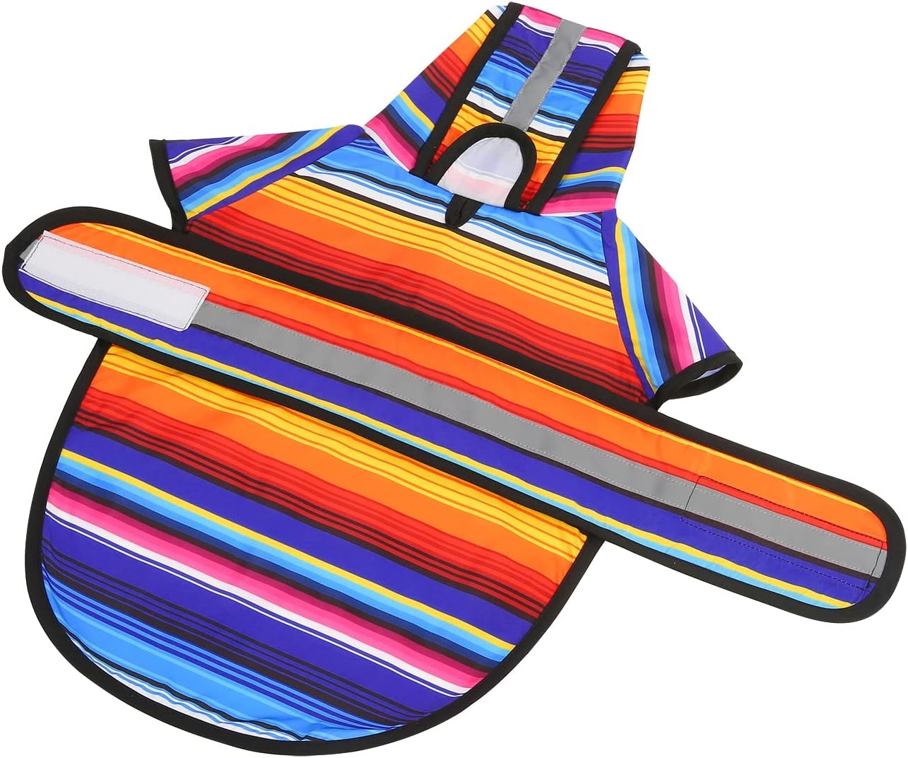 image:imageHDE Dog Raincoat Jacket Reflective Adjustable Hooded Pet Poncho Rain Coat with Leash Hole for Small to XLarge Dogs Rubber Ducks SBaja Stripes