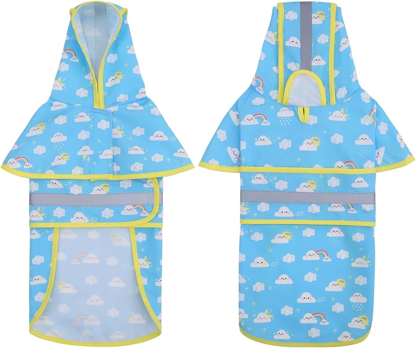image:imageHDE Dog Raincoat Jacket Reflective Adjustable Hooded Pet Poncho Rain Coat with Leash Hole for Small to XLarge Dogs Rubber Ducks SCartoon Storm
