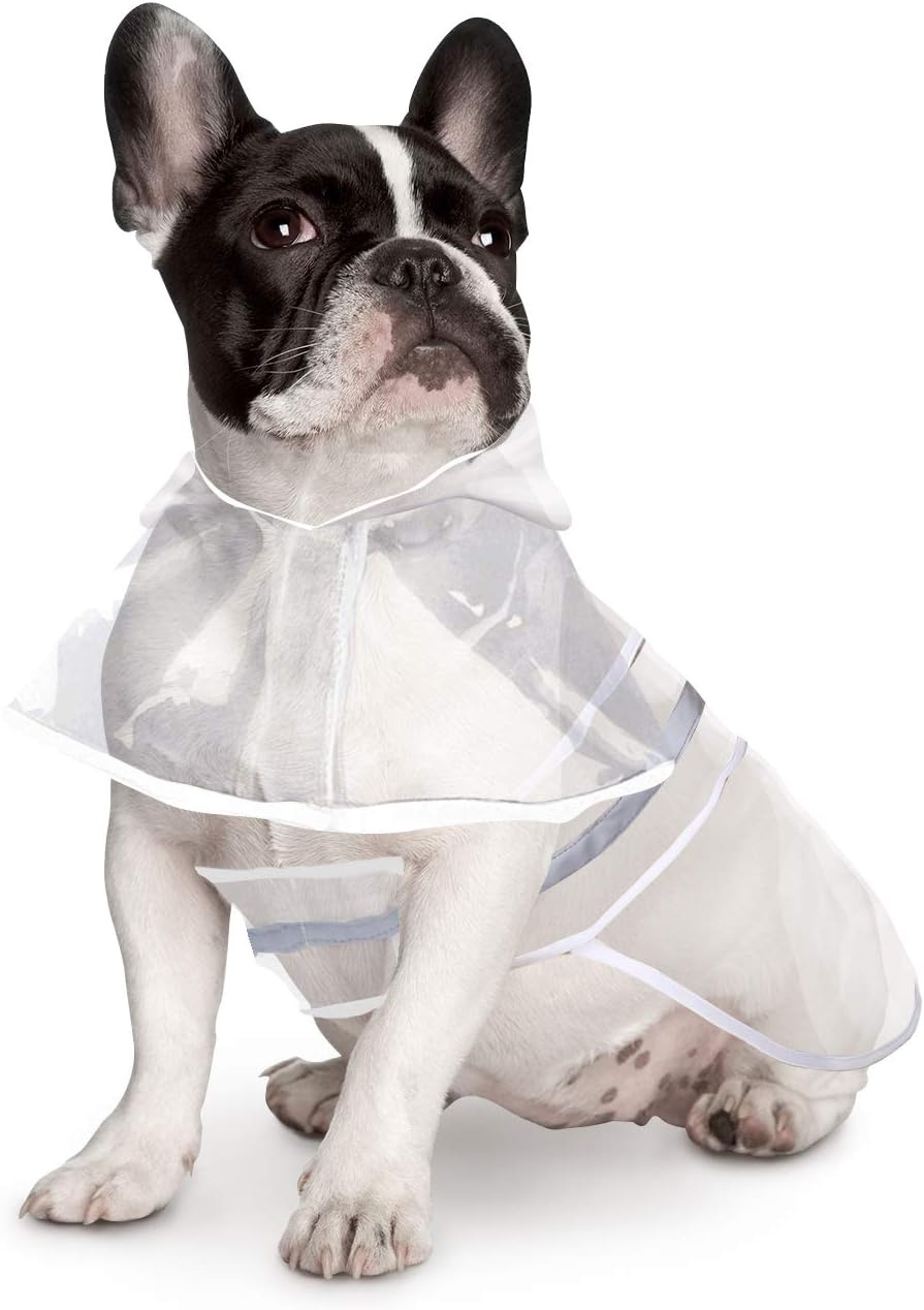 image:imageHDE Dog Raincoat Jacket Reflective Adjustable Hooded Pet Poncho Rain Coat with Leash Hole for Small to XLarge Dogs Rubber Ducks SClear