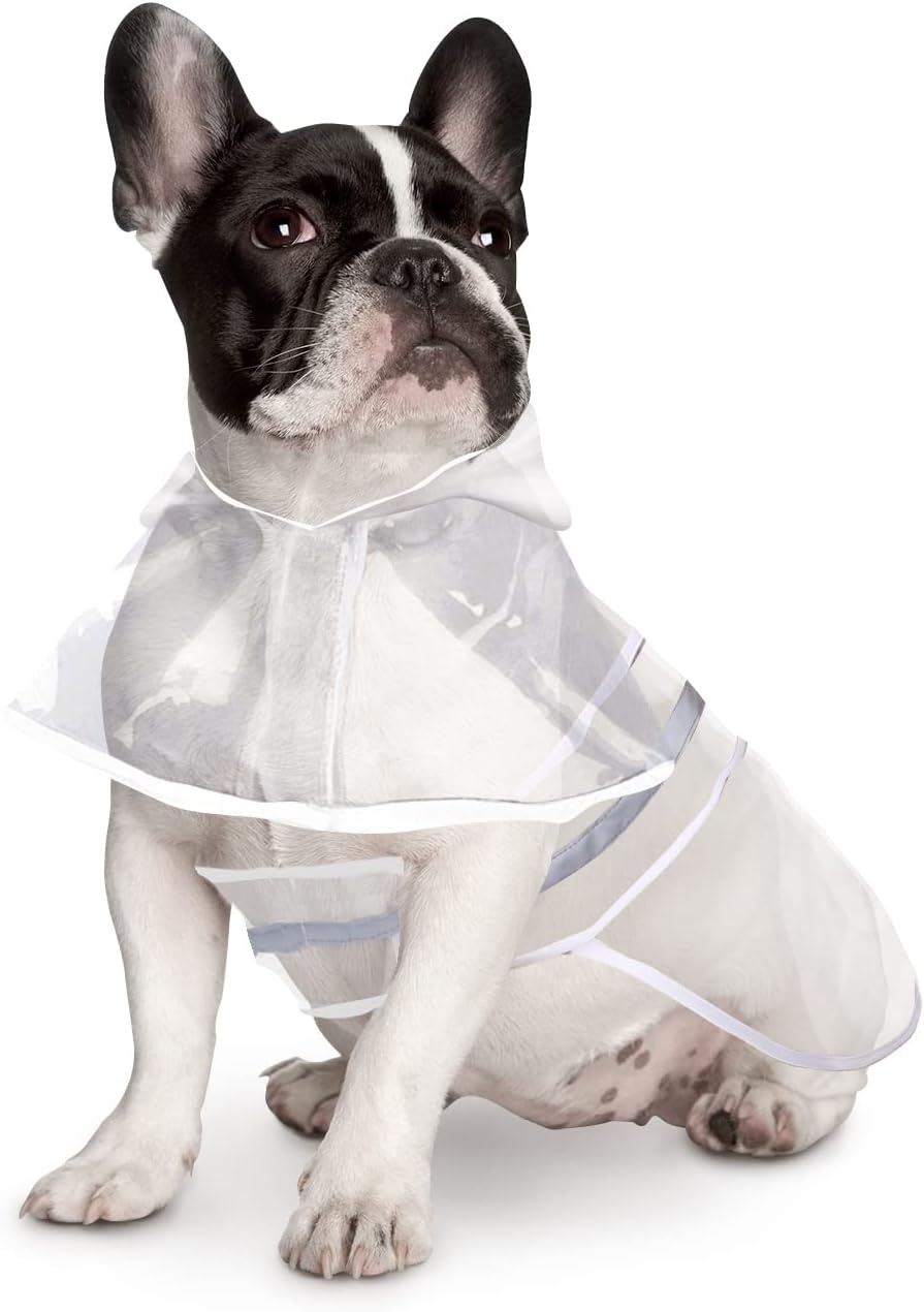 image:imageHDE Dog Raincoat Jacket Reflective Adjustable Hooded Pet Poncho Rain Coat with Leash Hole for Small to XLarge Dogs Rubber Ducks SClear
