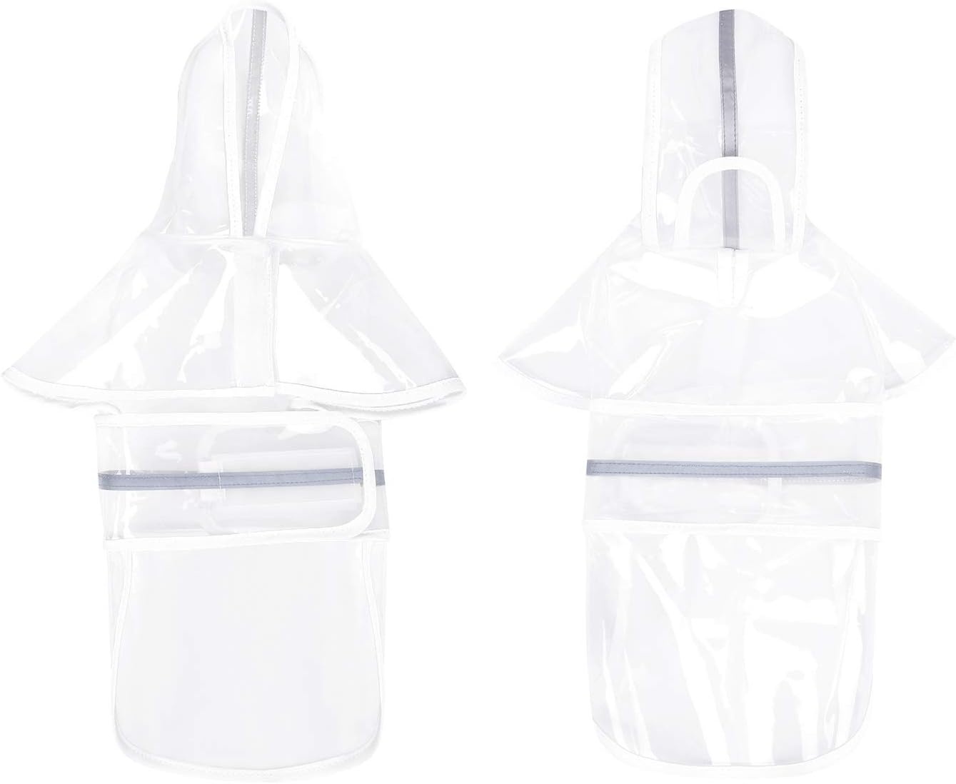 image:imageHDE Dog Raincoat Jacket Reflective Adjustable Hooded Pet Poncho Rain Coat with Leash Hole for Small to XLarge Dogs Rubber Ducks SClear