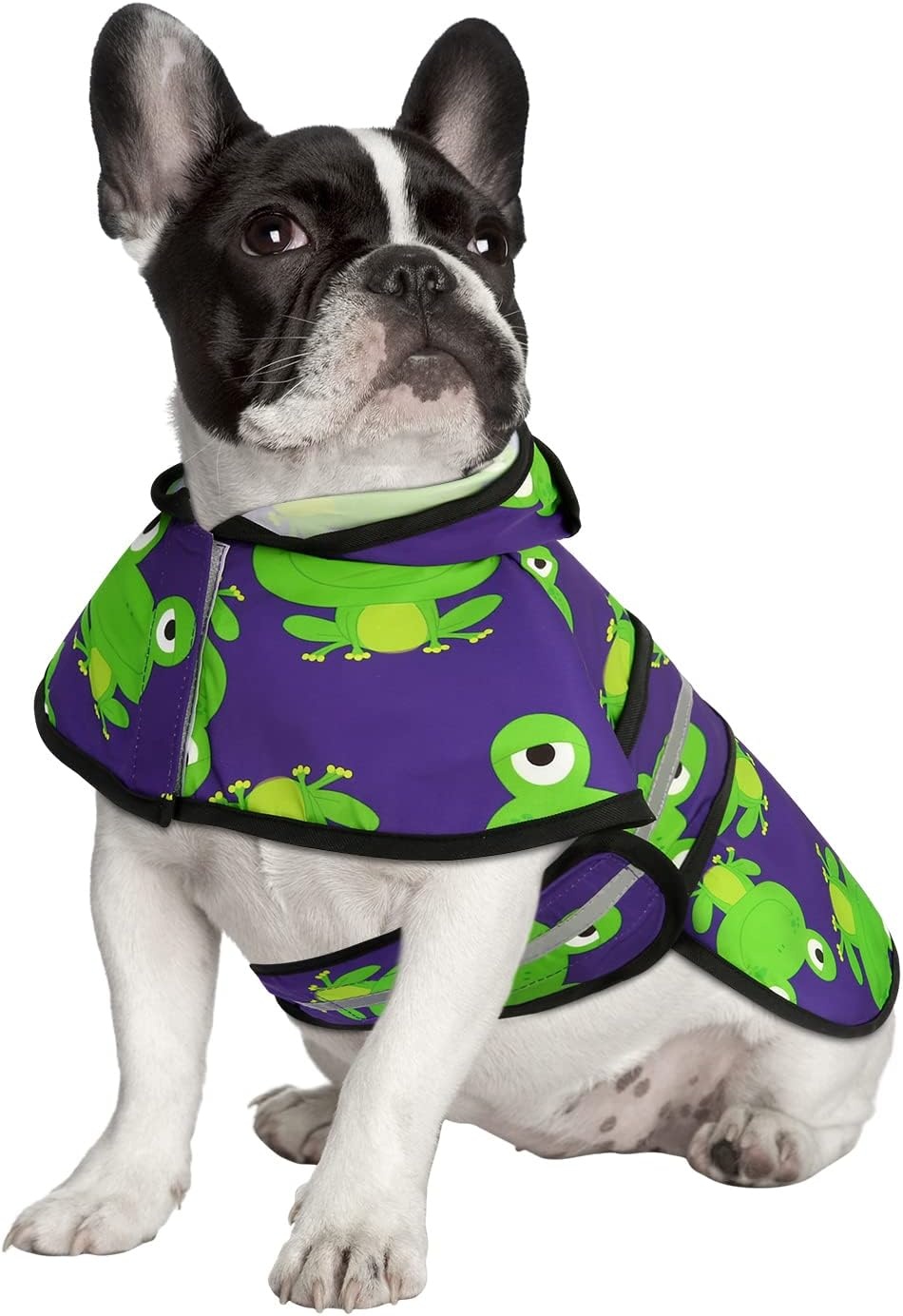 image:imageHDE Dog Raincoat Jacket Reflective Adjustable Hooded Pet Poncho Rain Coat with Leash Hole for Small to XLarge Dogs Rubber Ducks SFrogs
