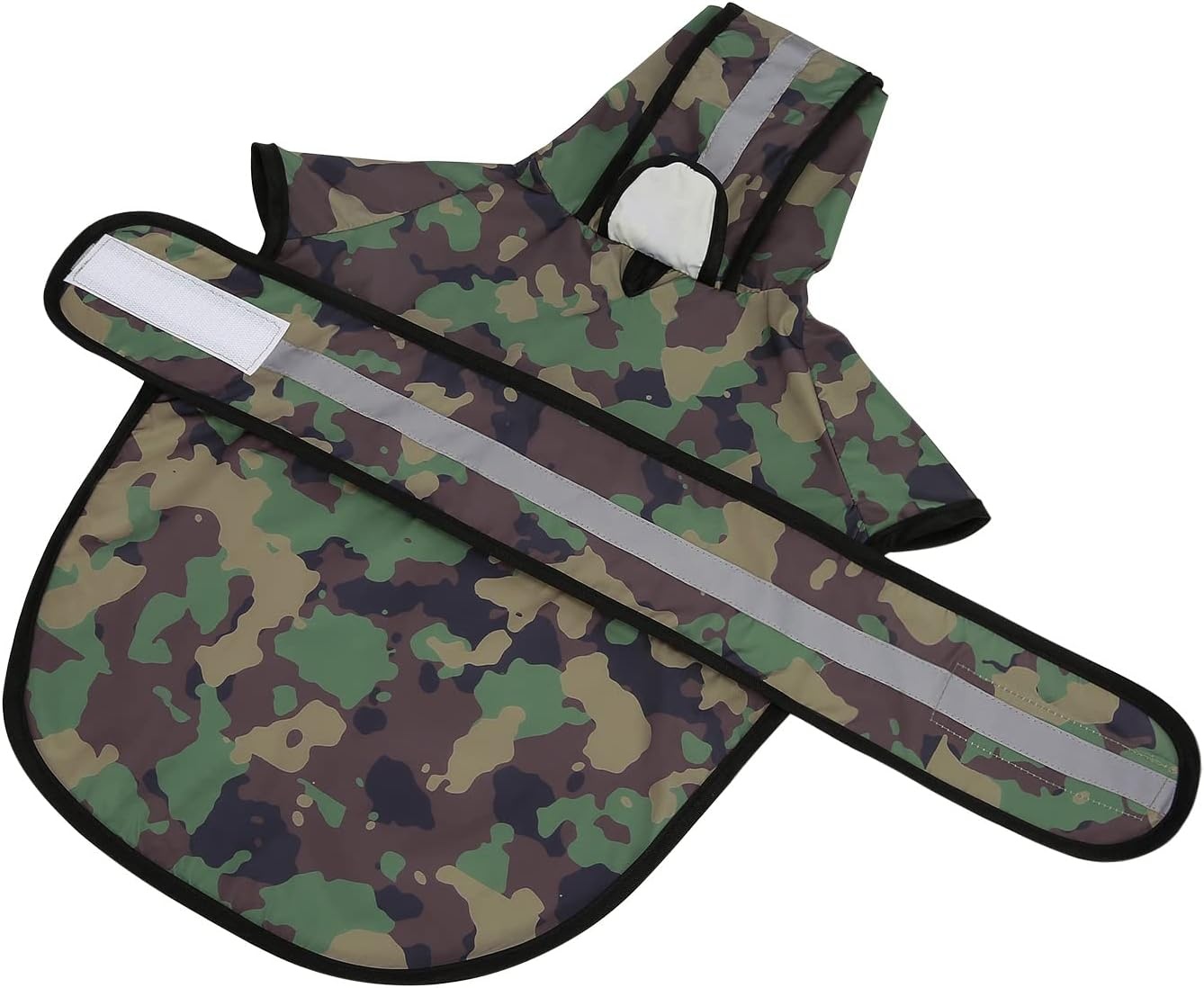 image:imageHDE Dog Raincoat Jacket Reflective Adjustable Hooded Pet Poncho Rain Coat with Leash Hole for Small to XLarge Dogs Rubber Ducks SGreen Camo