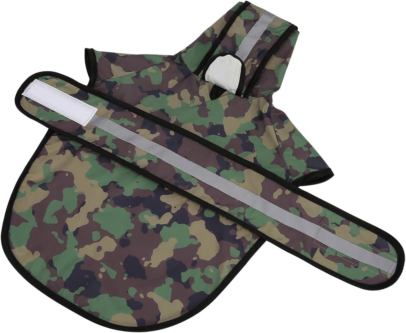 image:imageHDE Dog Raincoat Jacket Reflective Adjustable Hooded Pet Poncho Rain Coat with Leash Hole for Small to XLarge Dogs Rubber Ducks SGreen Camo