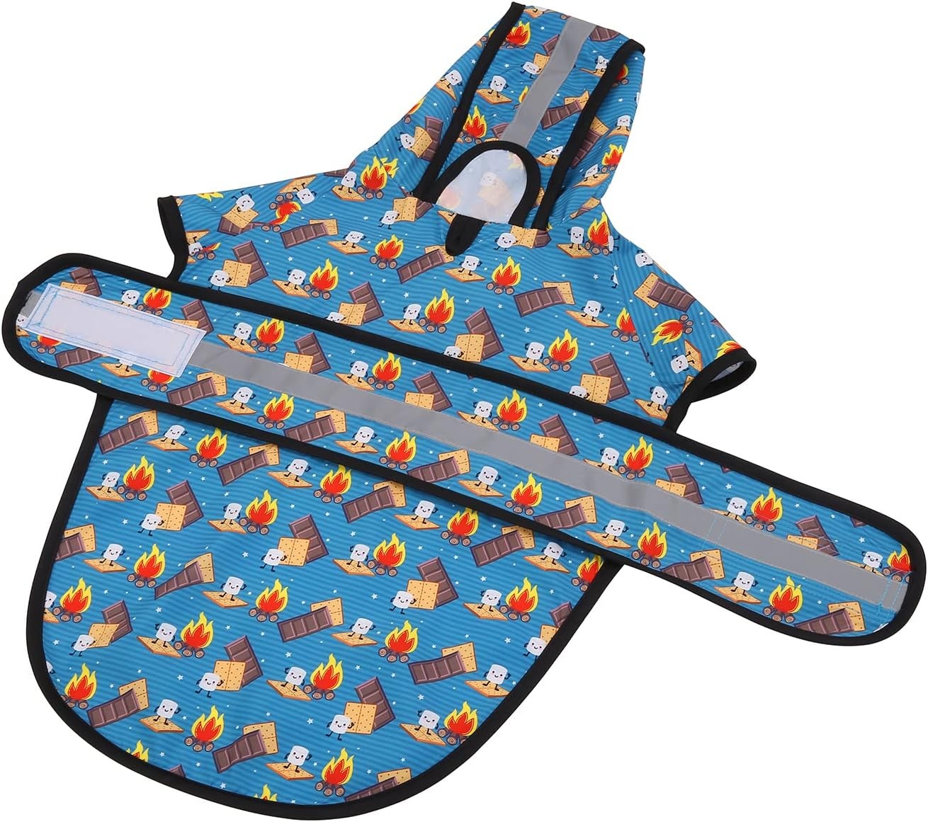image:imageHDE Dog Raincoat Jacket Reflective Adjustable Hooded Pet Poncho Rain Coat with Leash Hole for Small to XLarge Dogs Rubber Ducks SHappy Camper