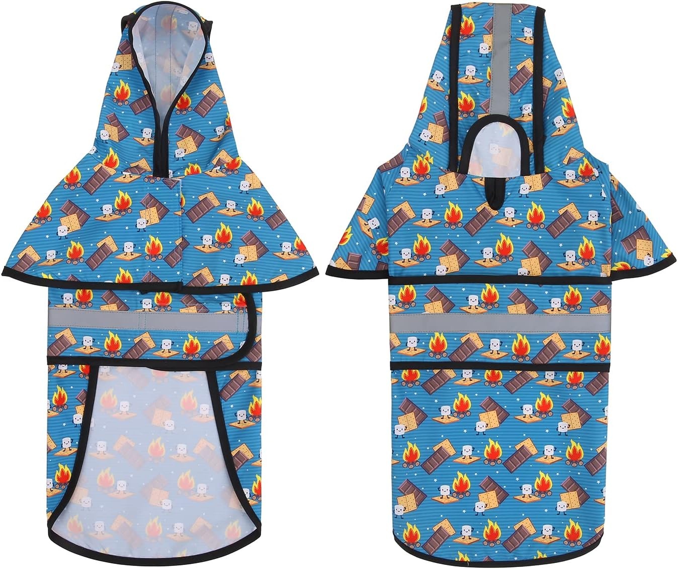 image:imageHDE Dog Raincoat Jacket Reflective Adjustable Hooded Pet Poncho Rain Coat with Leash Hole for Small to XLarge Dogs Rubber Ducks SHappy Camper