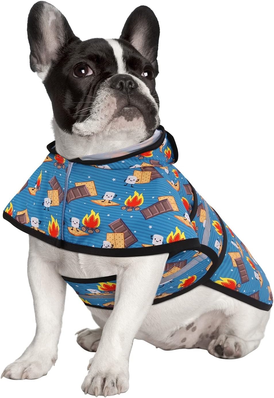 image:imageHDE Dog Raincoat Jacket Reflective Adjustable Hooded Pet Poncho Rain Coat with Leash Hole for Small to XLarge Dogs Rubber Ducks SHappy Camper