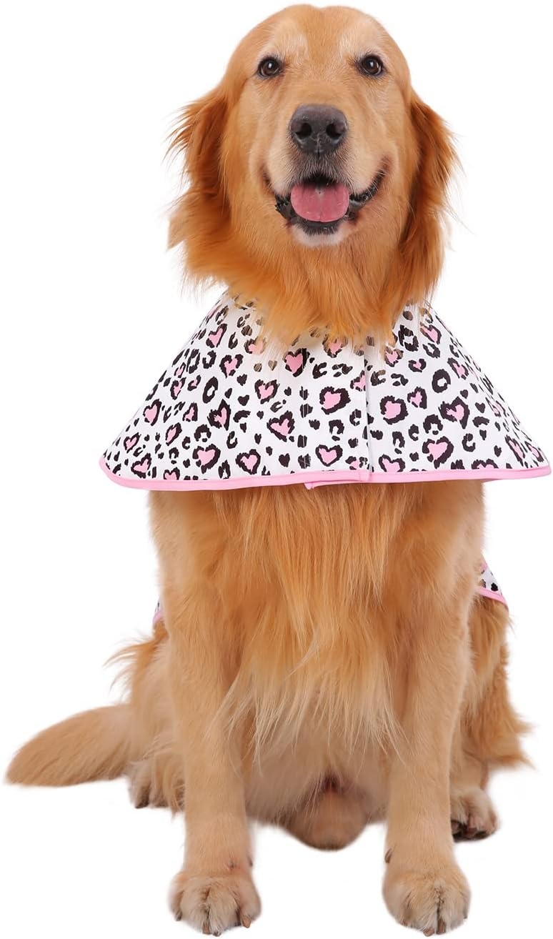 image:imageHDE Dog Raincoat Jacket Reflective Adjustable Hooded Pet Poncho Rain Coat with Leash Hole for Small to XLarge Dogs Rubber Ducks SLeopard Hearts