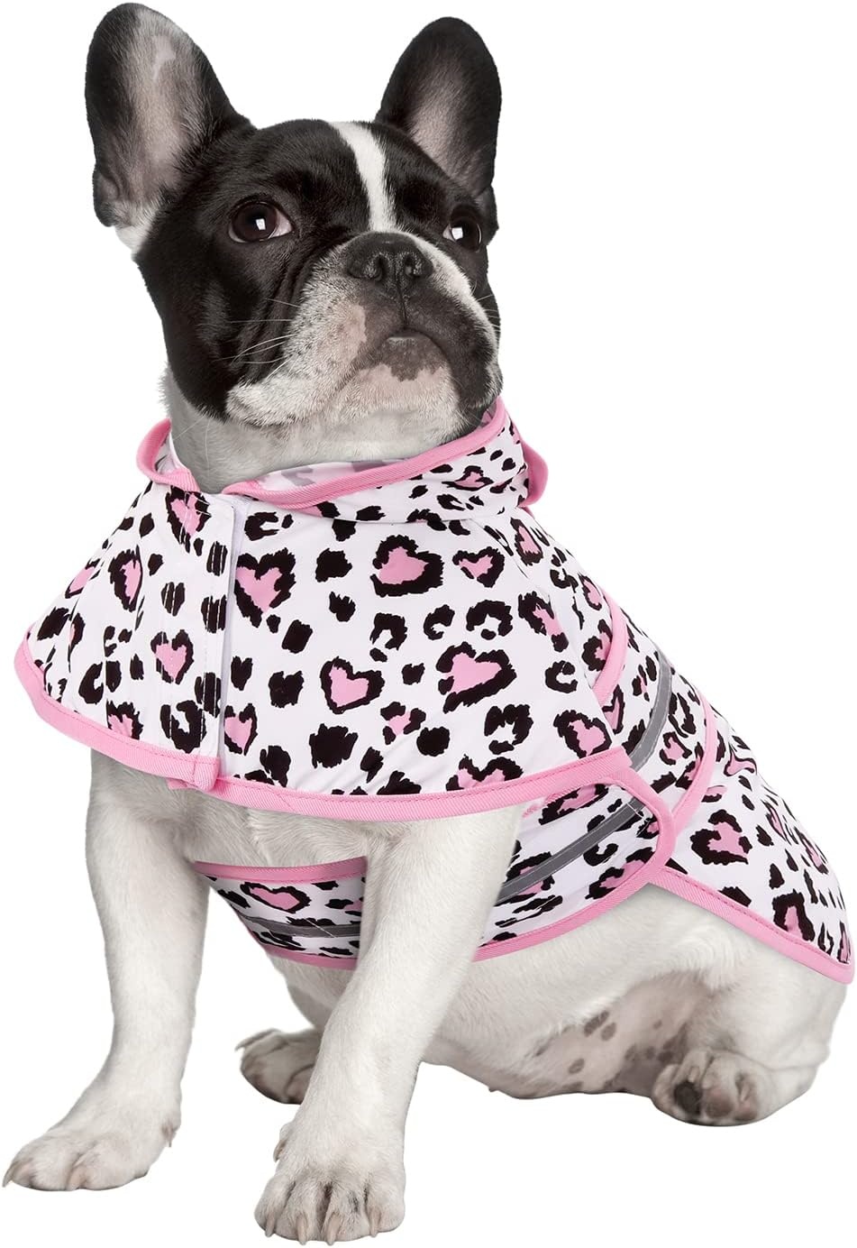 image:imageHDE Dog Raincoat Jacket Reflective Adjustable Hooded Pet Poncho Rain Coat with Leash Hole for Small to XLarge Dogs Rubber Ducks SLeopard Hearts