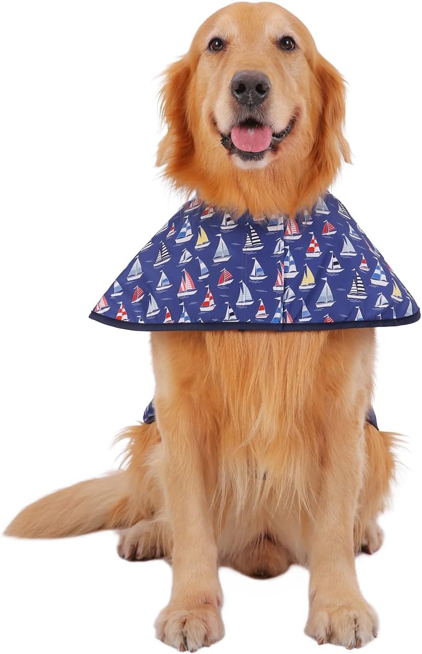 image:imageHDE Dog Raincoat Jacket Reflective Adjustable Hooded Pet Poncho Rain Coat with Leash Hole for Small to XLarge Dogs Rubber Ducks SNautical Boats