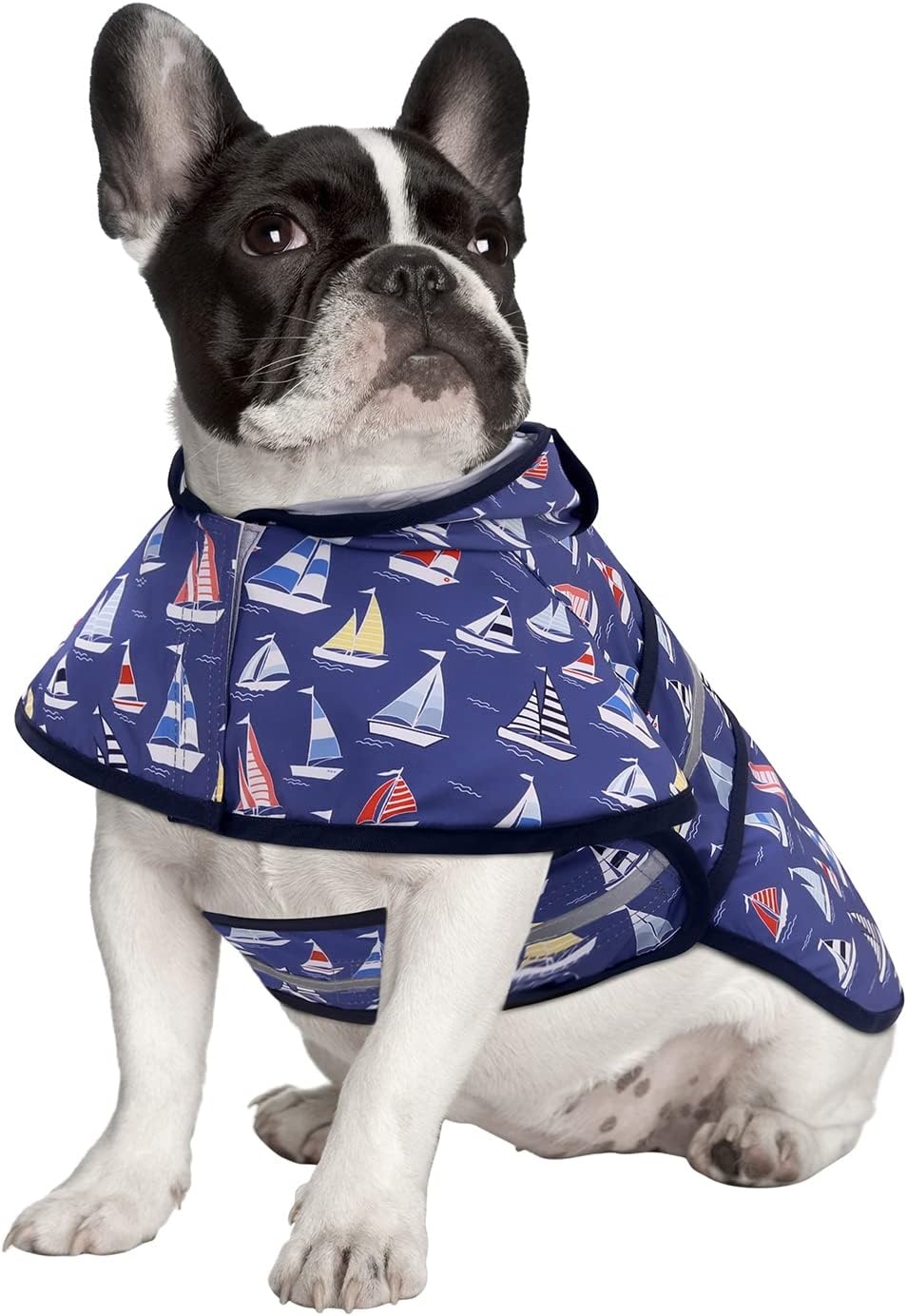 image:imageHDE Dog Raincoat Jacket Reflective Adjustable Hooded Pet Poncho Rain Coat with Leash Hole for Small to XLarge Dogs Rubber Ducks SNautical Boats