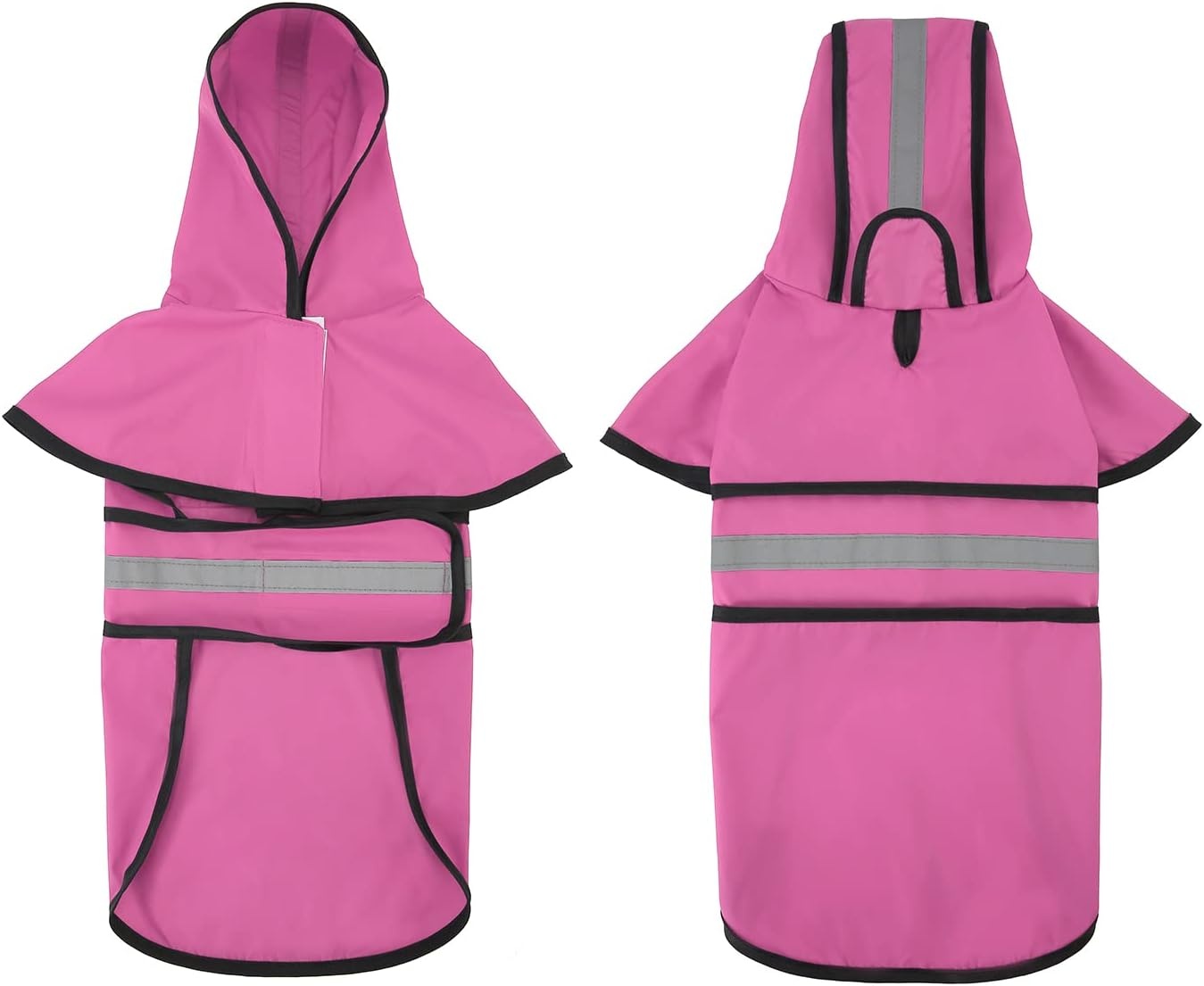 image:imageHDE Dog Raincoat Jacket Reflective Adjustable Hooded Pet Poncho Rain Coat with Leash Hole for Small to XLarge Dogs Rubber Ducks SPink