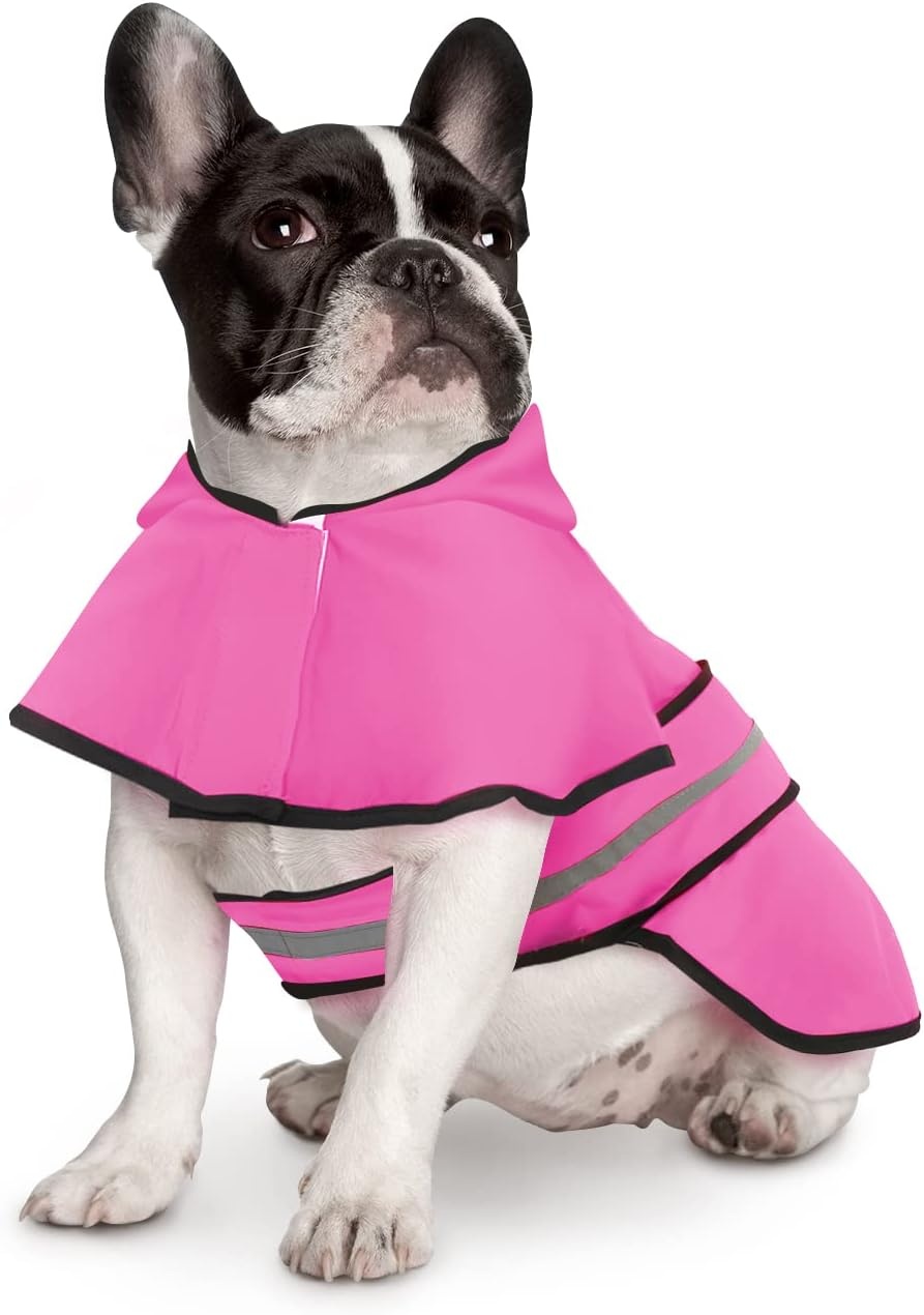 image:imageHDE Dog Raincoat Jacket Reflective Adjustable Hooded Pet Poncho Rain Coat with Leash Hole for Small to XLarge Dogs Rubber Ducks SPink