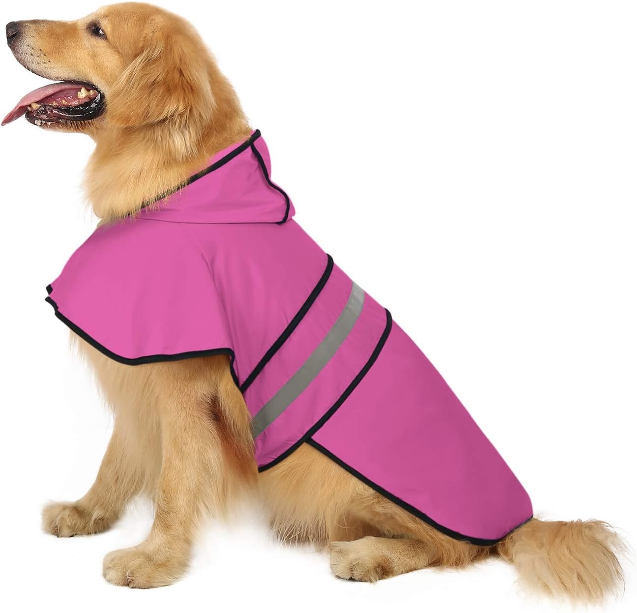 image:imageHDE Dog Raincoat Jacket Reflective Adjustable Hooded Pet Poncho Rain Coat with Leash Hole for Small to XLarge Dogs Rubber Ducks SPink