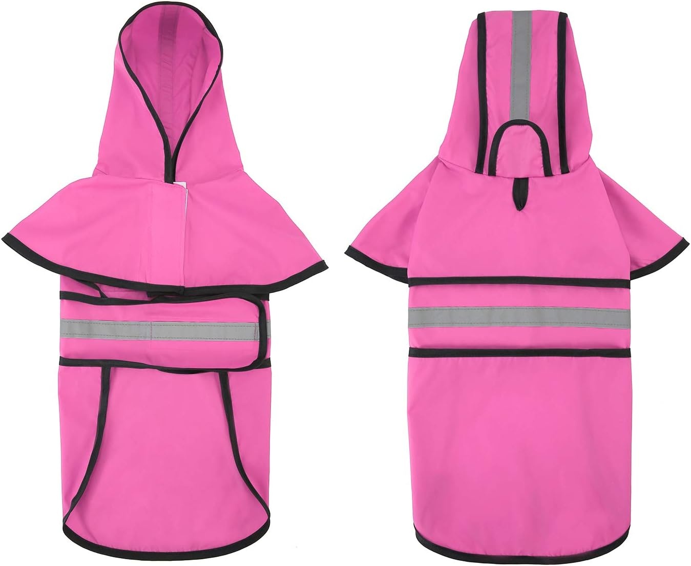 image:imageHDE Dog Raincoat Jacket Reflective Adjustable Hooded Pet Poncho Rain Coat with Leash Hole for Small to XLarge Dogs Rubber Ducks SPink