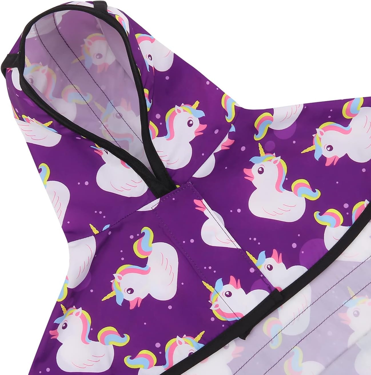 image:imageHDE Dog Raincoat Jacket Reflective Adjustable Hooded Pet Poncho Rain Coat with Leash Hole for Small to XLarge Dogs Rubber Ducks SPurple Unicorn Ducks