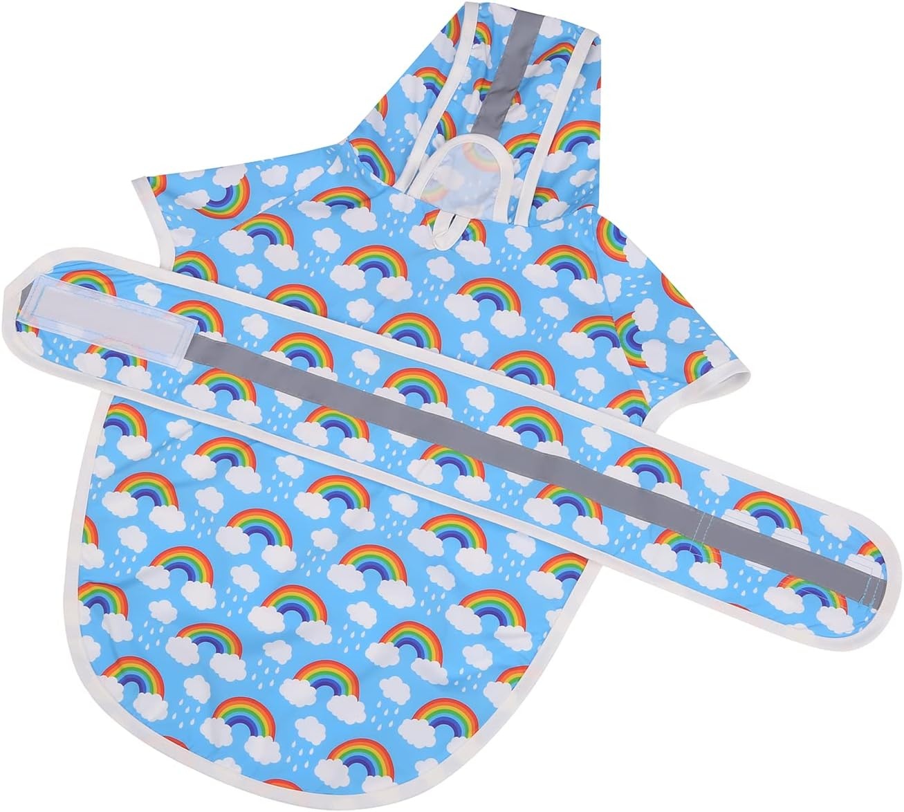 image:imageHDE Dog Raincoat Jacket Reflective Adjustable Hooded Pet Poncho Rain Coat with Leash Hole for Small to XLarge Dogs Rubber Ducks SRainbows