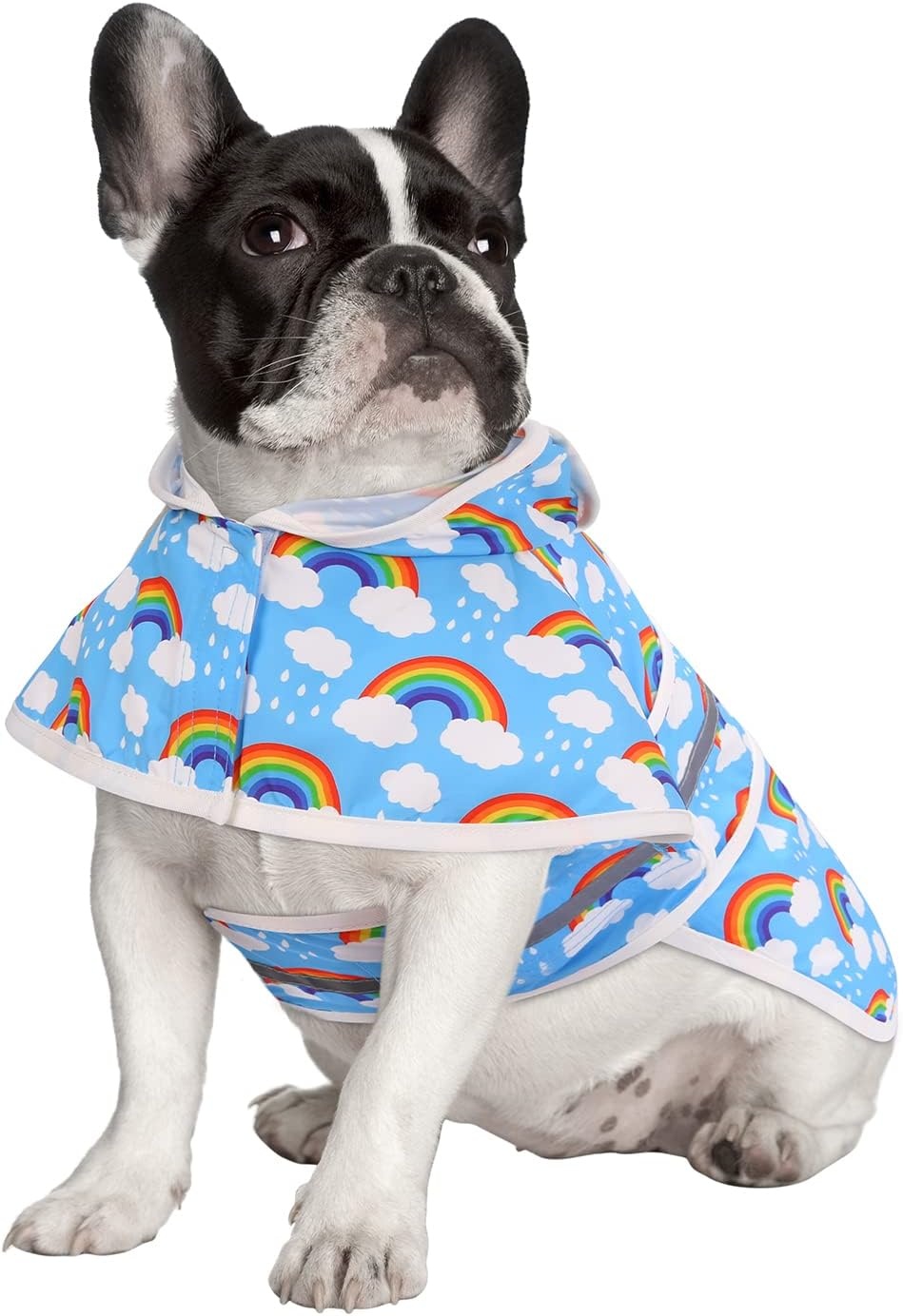 image:imageHDE Dog Raincoat Jacket Reflective Adjustable Hooded Pet Poncho Rain Coat with Leash Hole for Small to XLarge Dogs Rubber Ducks SRainbows