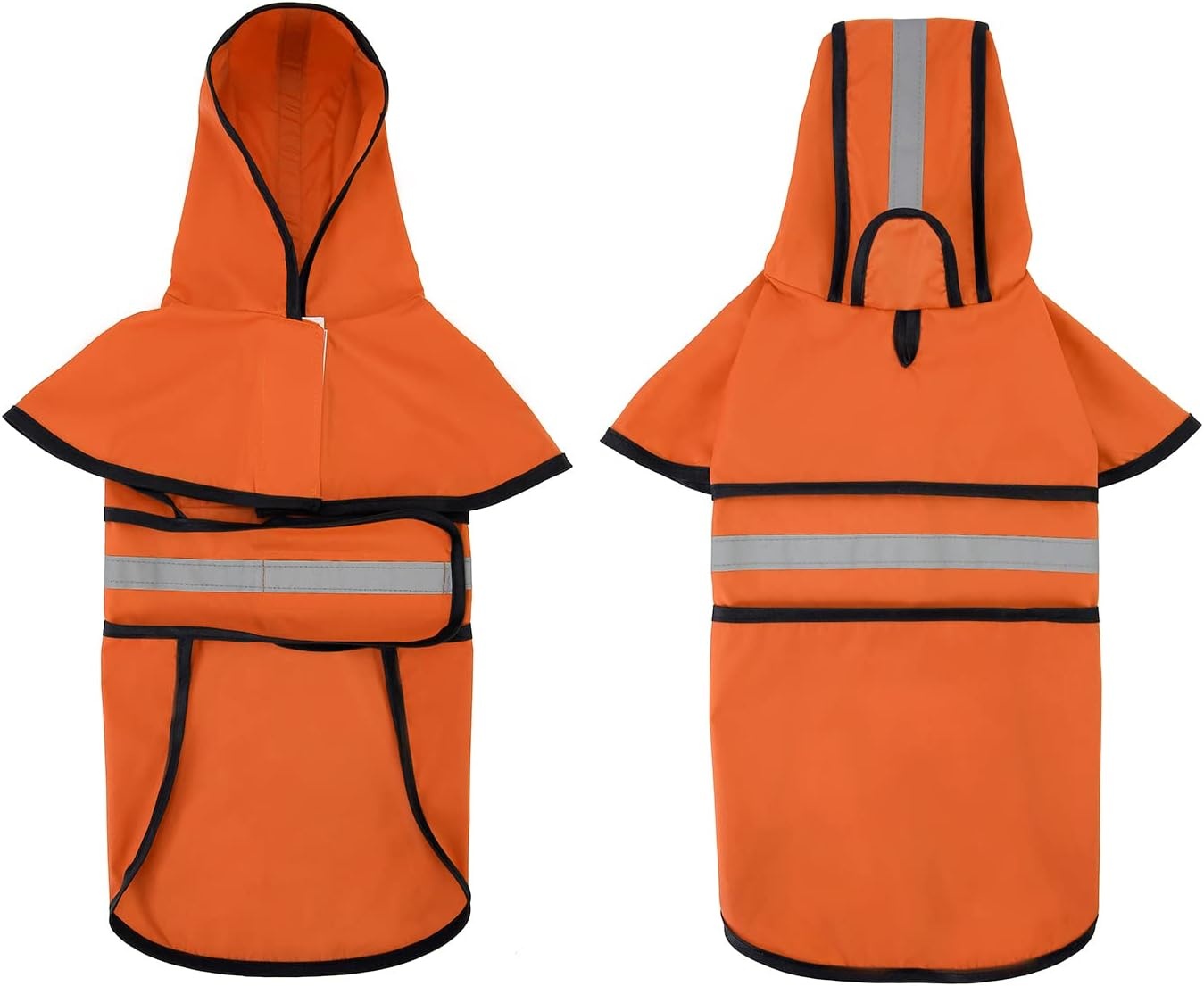 image:imageHDE Dog Raincoat Jacket Reflective Adjustable Hooded Pet Poncho Rain Coat with Leash Hole for Small to XLarge Dogs Rubber Ducks SSafety Orange