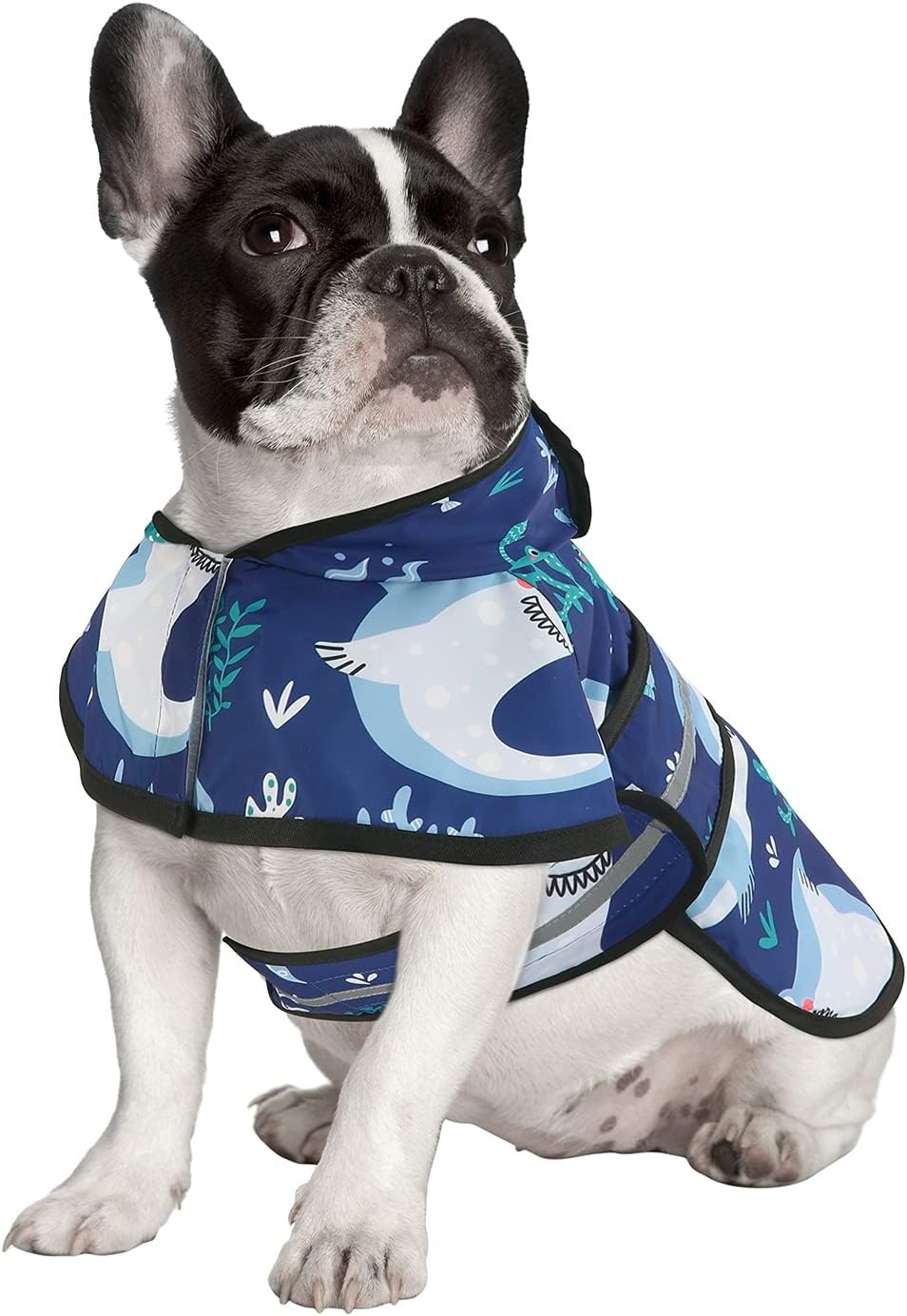 image:imageHDE Dog Raincoat Jacket Reflective Adjustable Hooded Pet Poncho Rain Coat with Leash Hole for Small to XLarge Dogs Rubber Ducks SSharks
