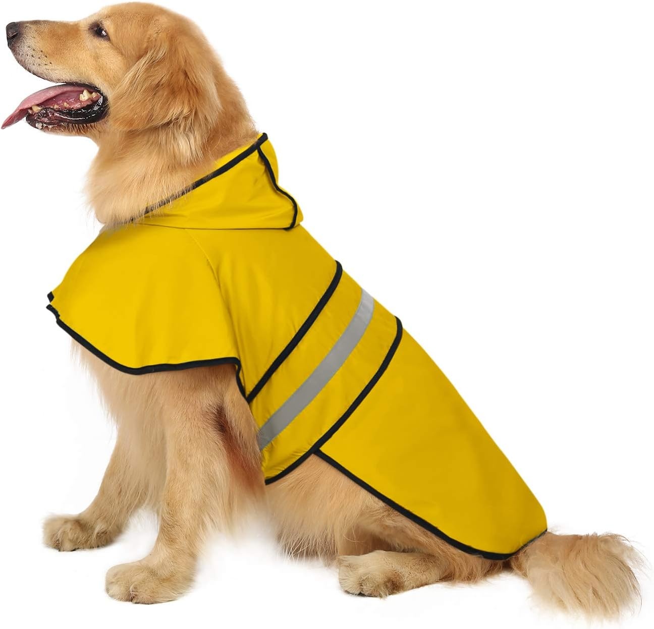 image:imageHDE Dog Raincoat Jacket Reflective Adjustable Hooded Pet Poncho Rain Coat with Leash Hole for Small to XLarge Dogs Rubber Ducks SYellow