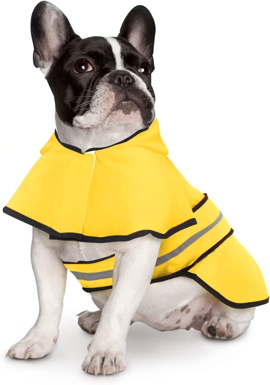 image:imageHDE Dog Raincoat Jacket Reflective Adjustable Hooded Pet Poncho Rain Coat with Leash Hole for Small to XLarge Dogs Rubber Ducks SYellow