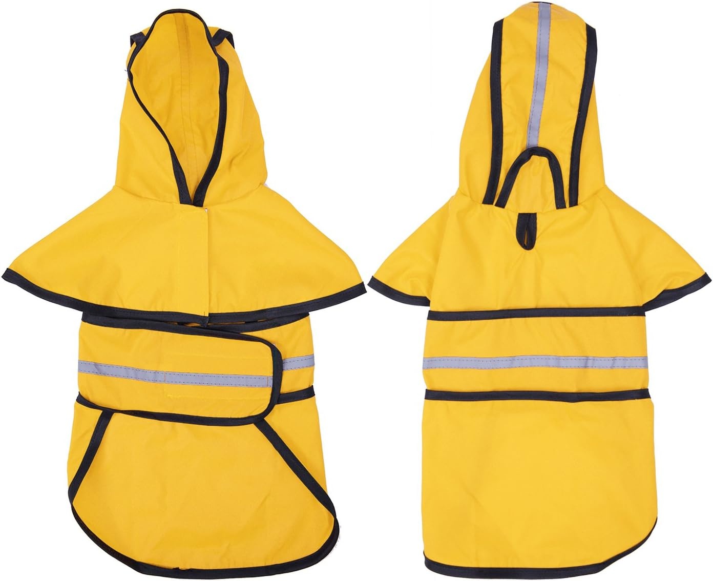 image:imageHDE Dog Raincoat Jacket Reflective Adjustable Hooded Pet Poncho Rain Coat with Leash Hole for Small to XLarge Dogs Rubber Ducks SYellow