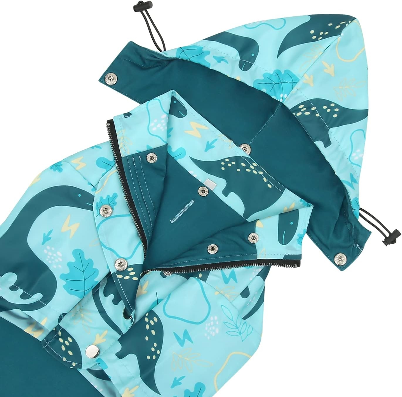 image:imageHDE Dog Raincoat Poncho Double Layer Zip Rain Jacket with Removable Hood Leash Hole for Small to 3XL Dogs and Puppies Dinosaurs SDinosaurs