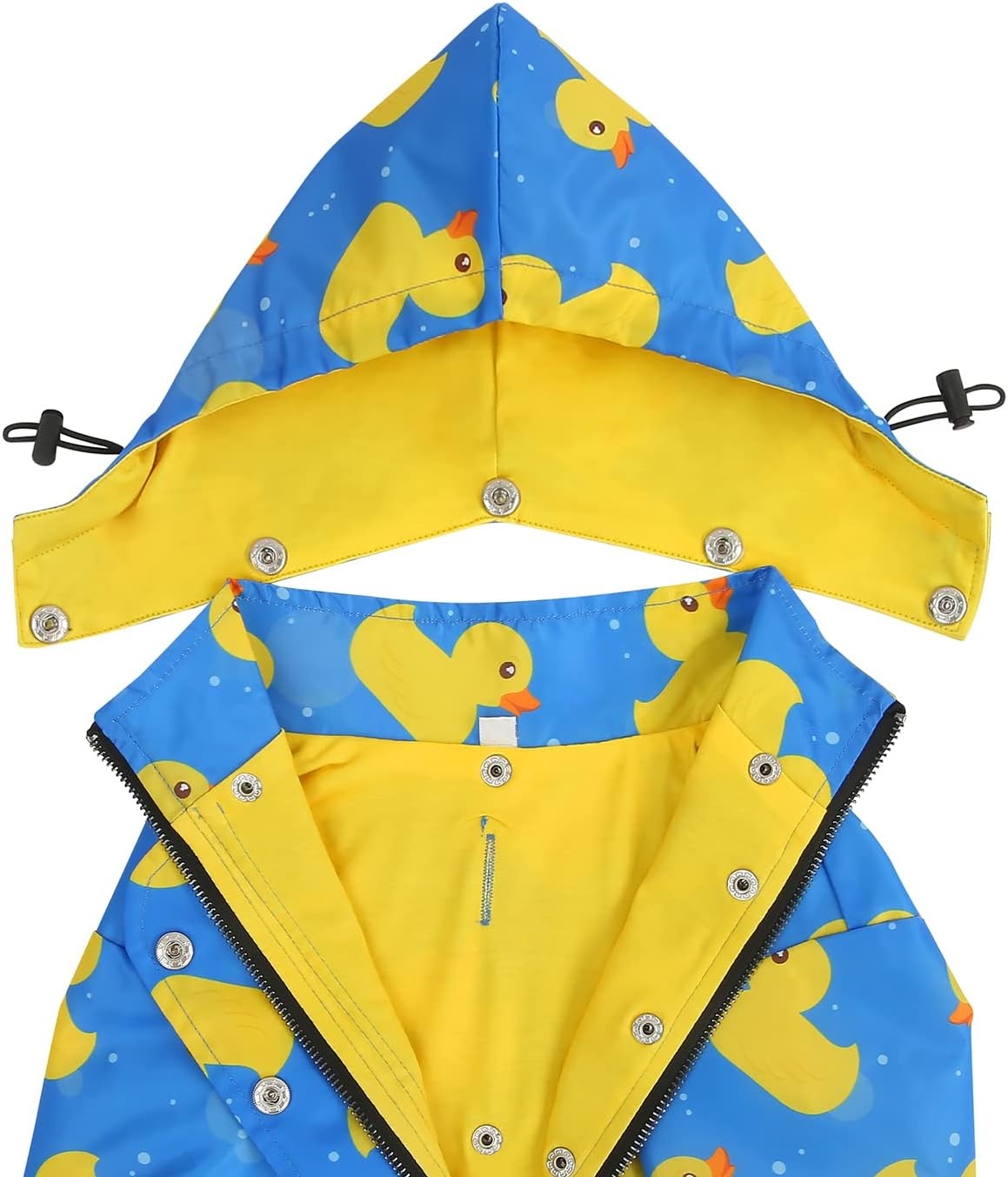 image:imageHDE Dog Raincoat Poncho Double Layer Zip Rain Jacket with Removable Hood Leash Hole for Small to 3XL Dogs and Puppies Dinosaurs SDucks Blue