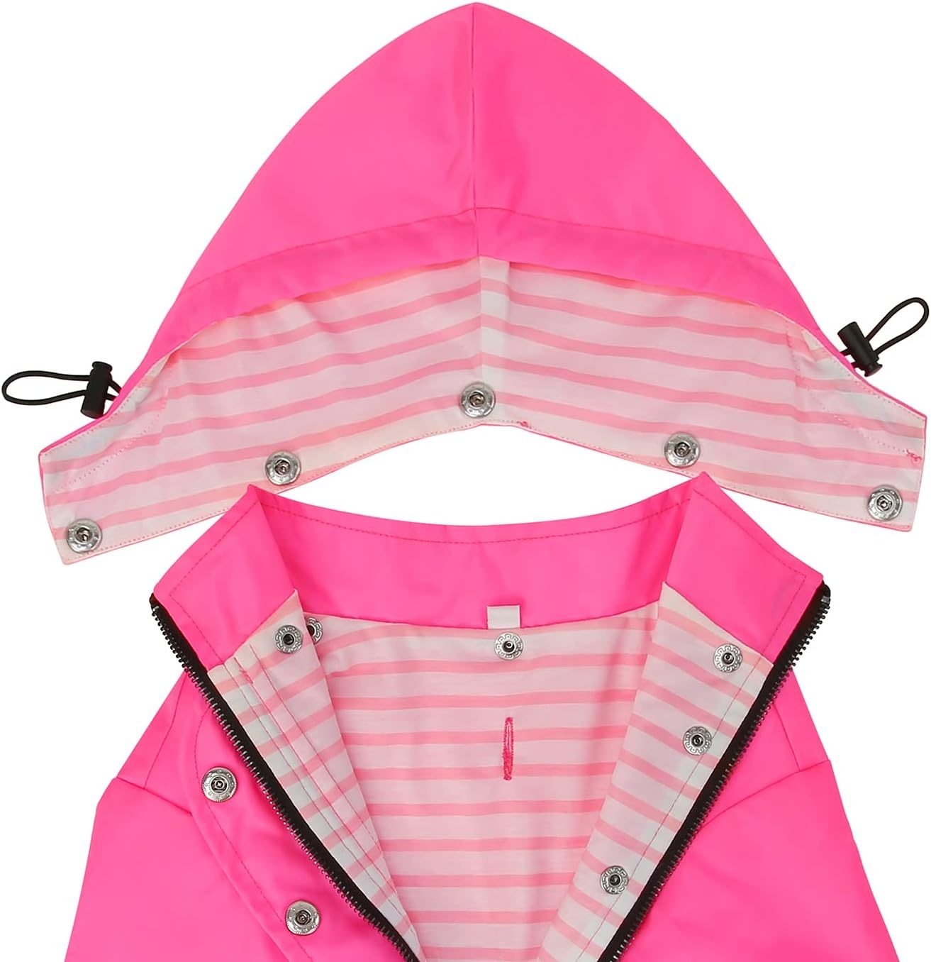 image:imageHDE Dog Raincoat Poncho Double Layer Zip Rain Jacket with Removable Hood Leash Hole for Small to 3XL Dogs and Puppies Dinosaurs SPink