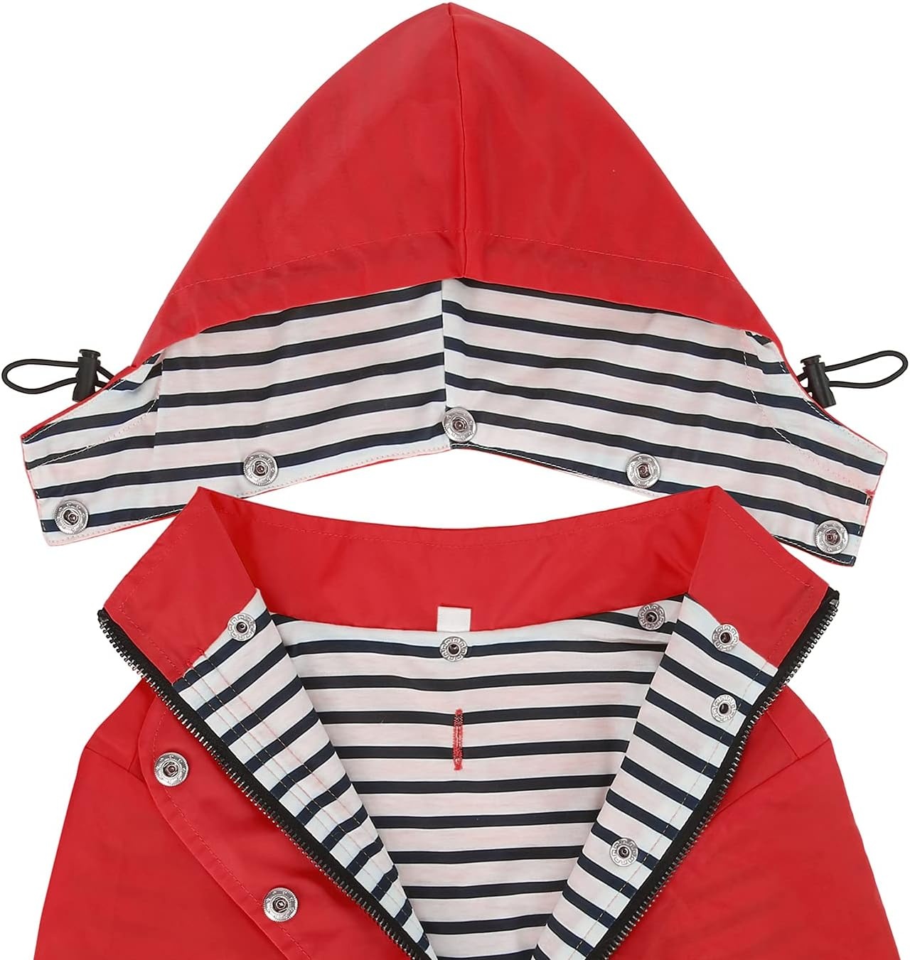 image:imageHDE Dog Raincoat Poncho Double Layer Zip Rain Jacket with Removable Hood Leash Hole for Small to 3XL Dogs and Puppies Dinosaurs SRed