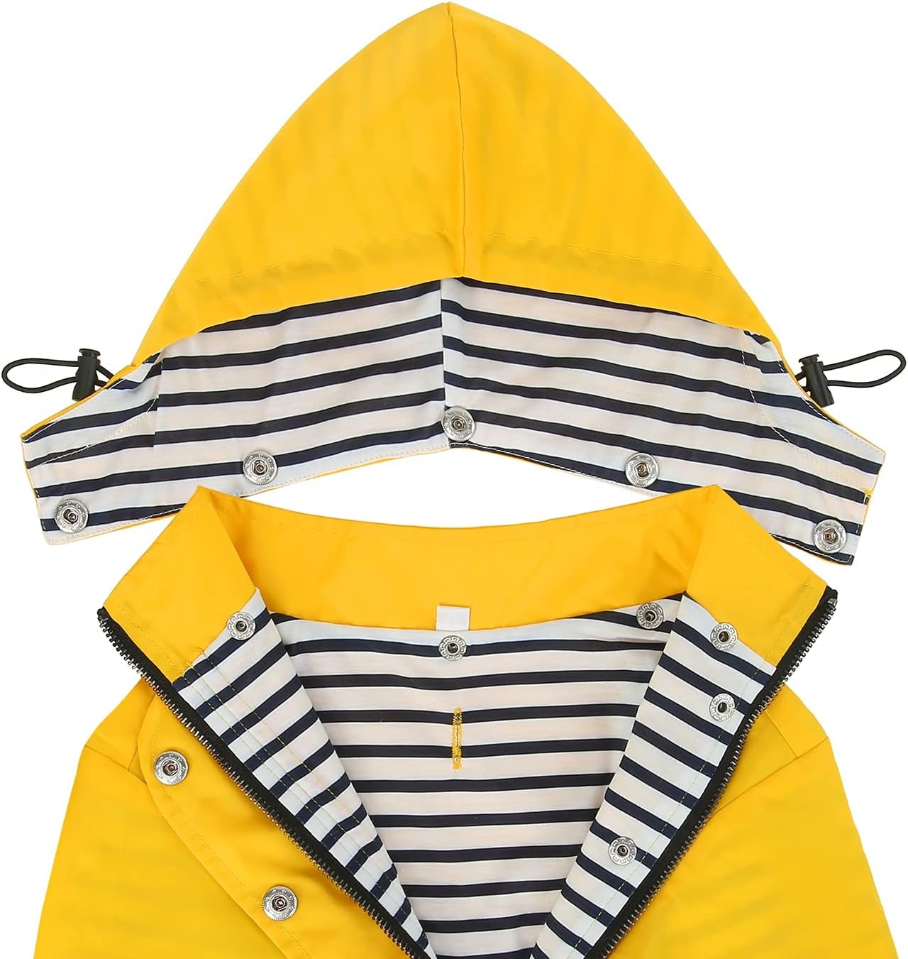 image:imageHDE Dog Raincoat Poncho Double Layer Zip Rain Jacket with Removable Hood Leash Hole for Small to 3XL Dogs and Puppies Dinosaurs SYellow
