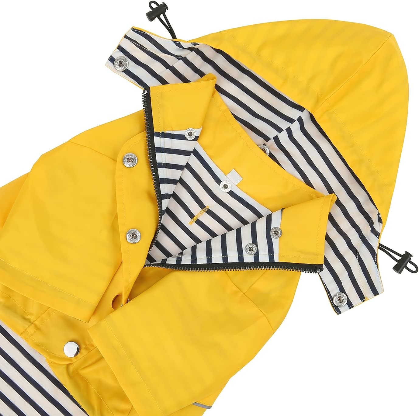 image:imageHDE Dog Raincoat Poncho Double Layer Zip Rain Jacket with Removable Hood Leash Hole for Small to 3XL Dogs and Puppies Dinosaurs SYellow
