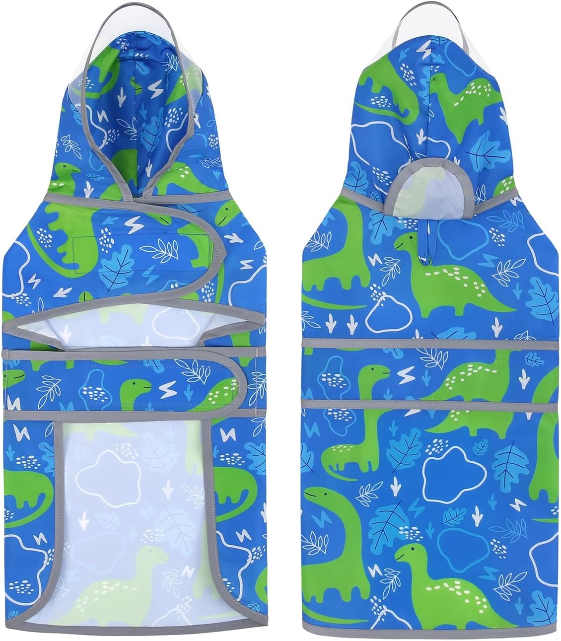 image:imageHDE Dog Raincoat with Clear Hood Rain Jacket Poncho for Small Medium Large Dogs Dinosaurs SDinosaurs