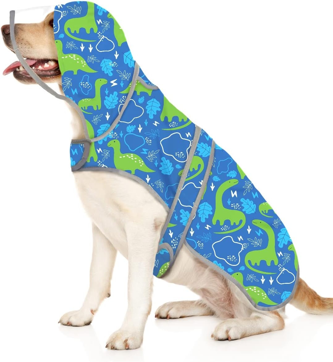 image:imageHDE Dog Raincoat with Clear Hood Rain Jacket Poncho for Small Medium Large Dogs Dinosaurs SDinosaurs