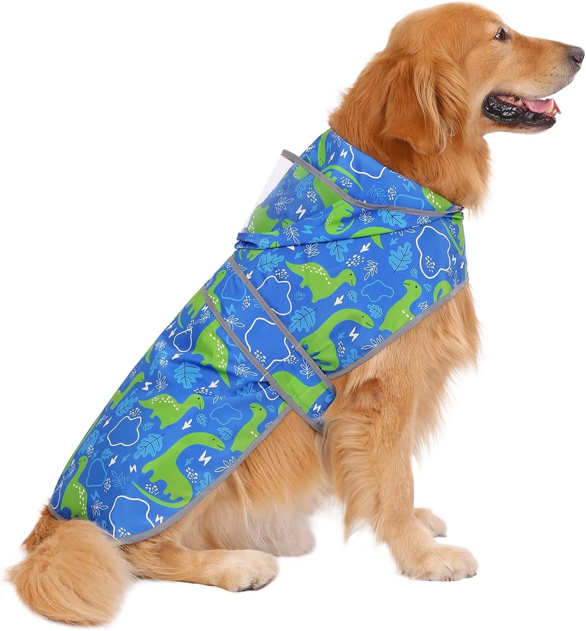 image:imageHDE Dog Raincoat with Clear Hood Rain Jacket Poncho for Small Medium Large Dogs Dinosaurs SDinosaurs