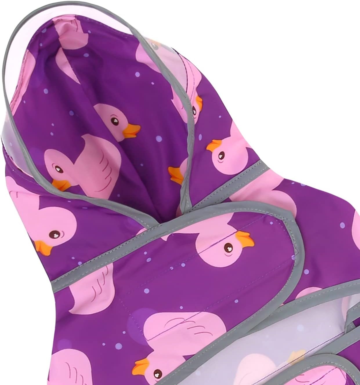 image:imageHDE Dog Raincoat with Clear Hood Rain Jacket Poncho for Small Medium Large Dogs Dinosaurs SDucks Purple