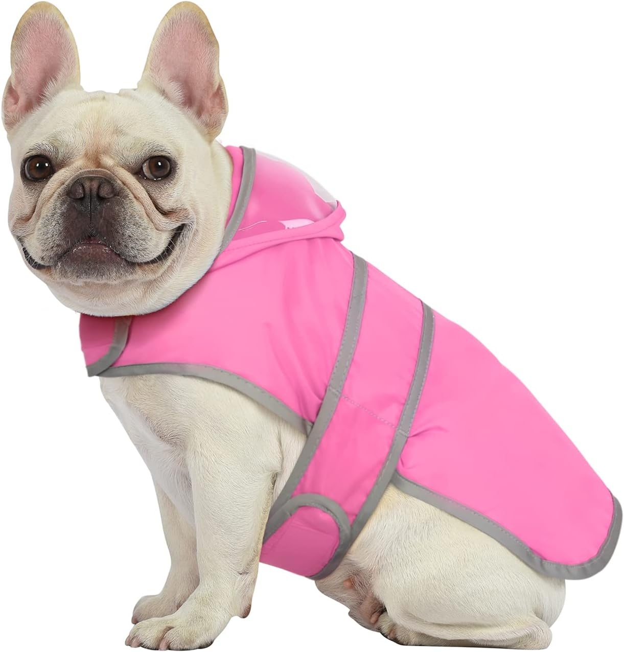 image:imageHDE Dog Raincoat with Clear Hood Rain Jacket Poncho for Small Medium Large Dogs Dinosaurs SPink